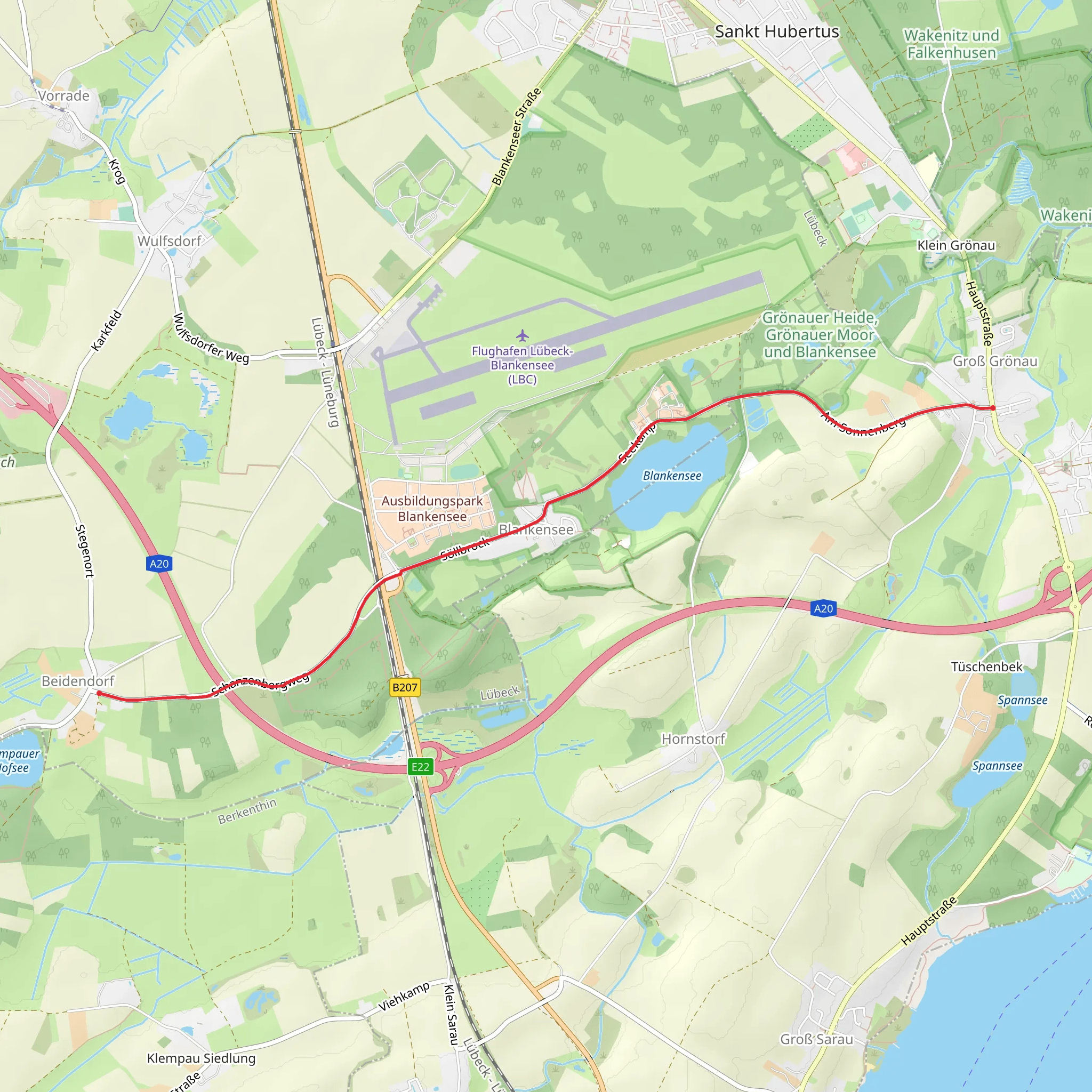Groß Grönau to Beidendorf Walk via Blankensee mobile static map