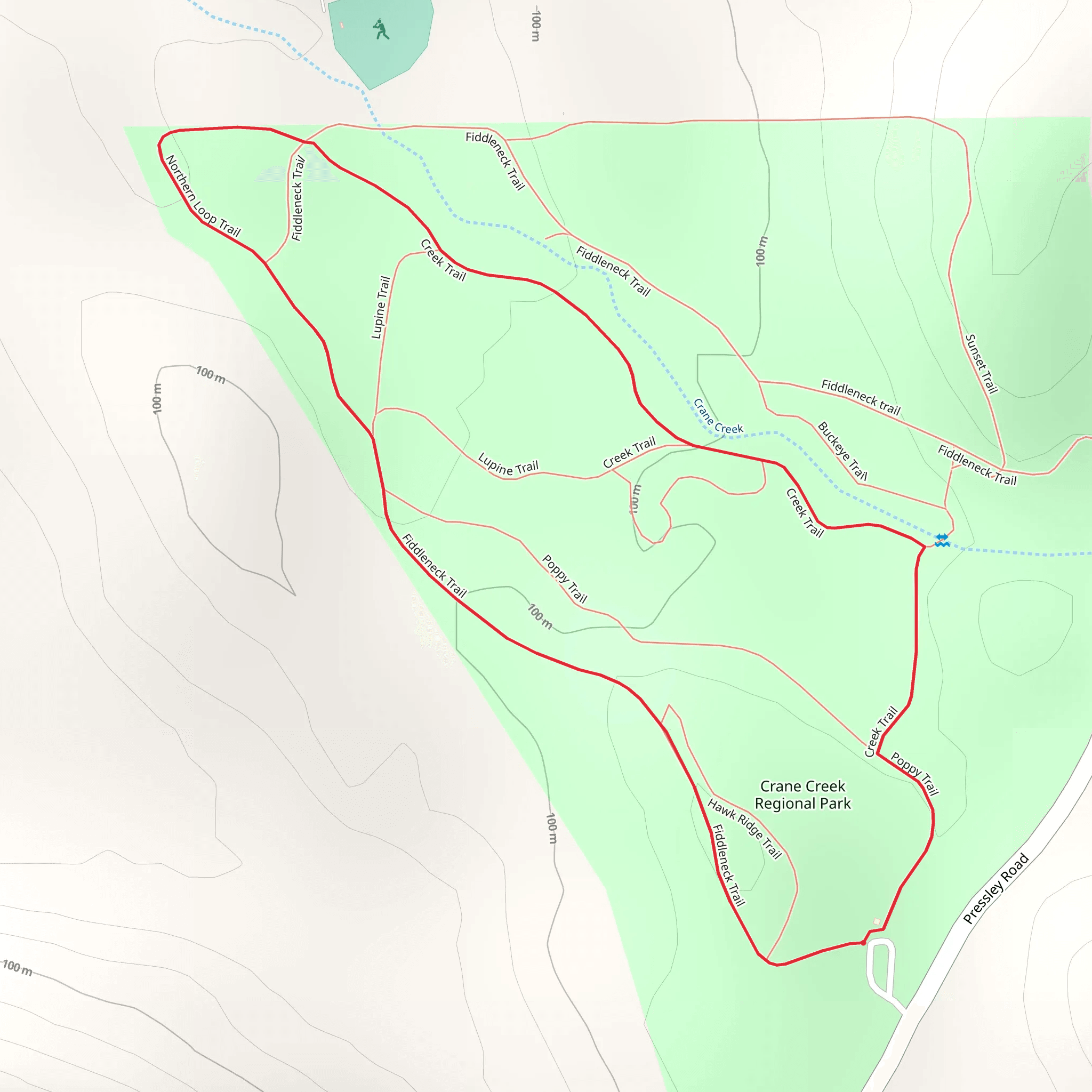 Crane Creek Regional Park Loop mobile static map
