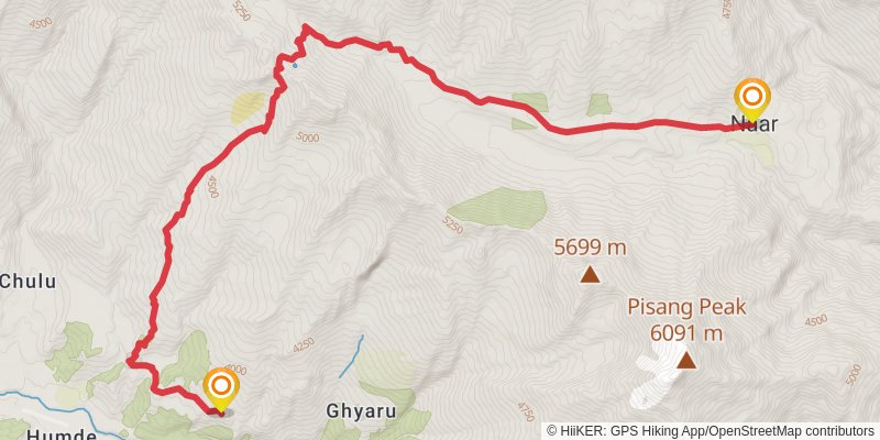 Nar Phu Valley Trek stage 6 Map