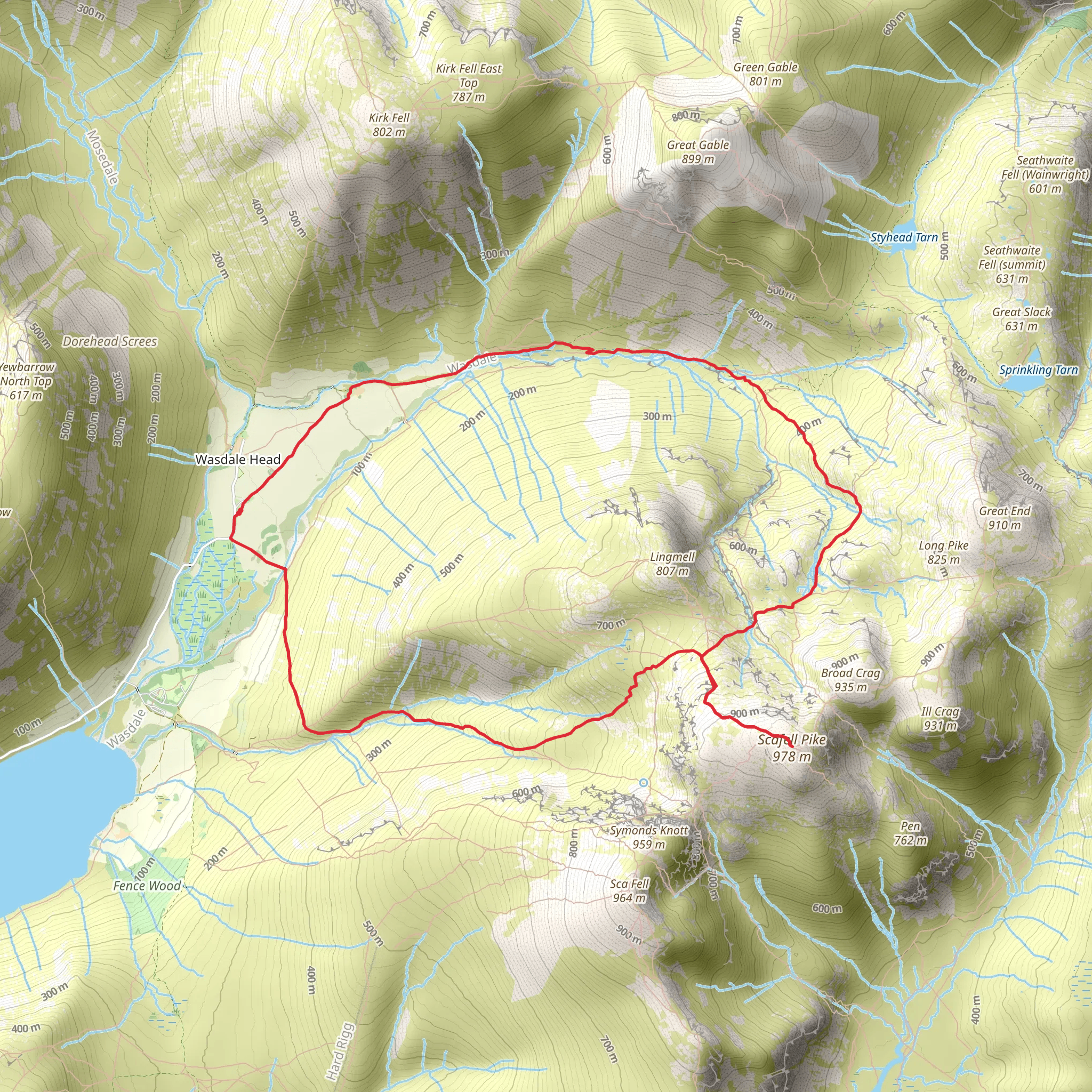 Scafell Pike by the Corridor Route mobile static map