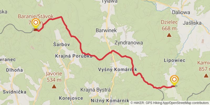 Trans Carpathian Hike stage 34 Map