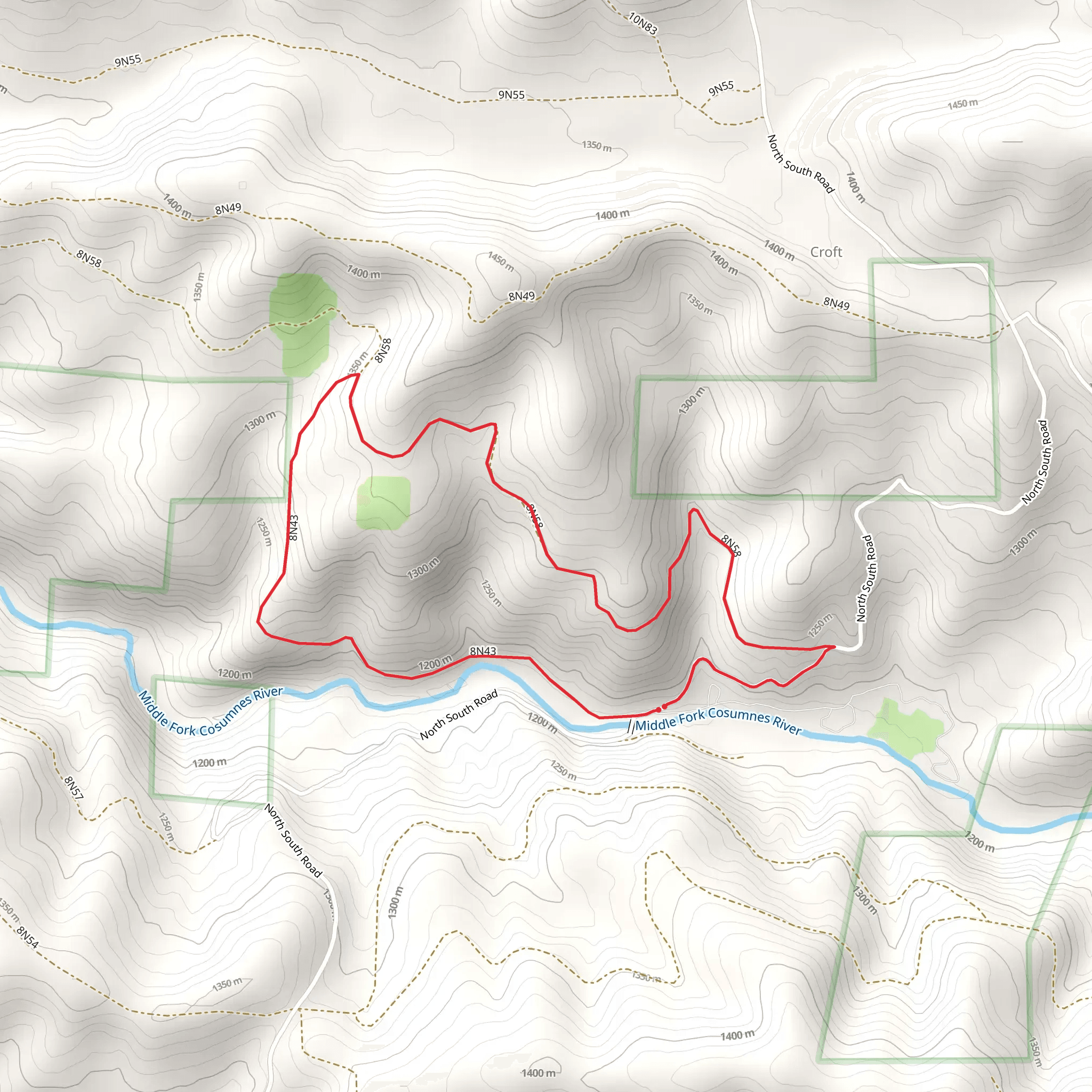 Middle Fork Cosumnes River Loop mobile static map