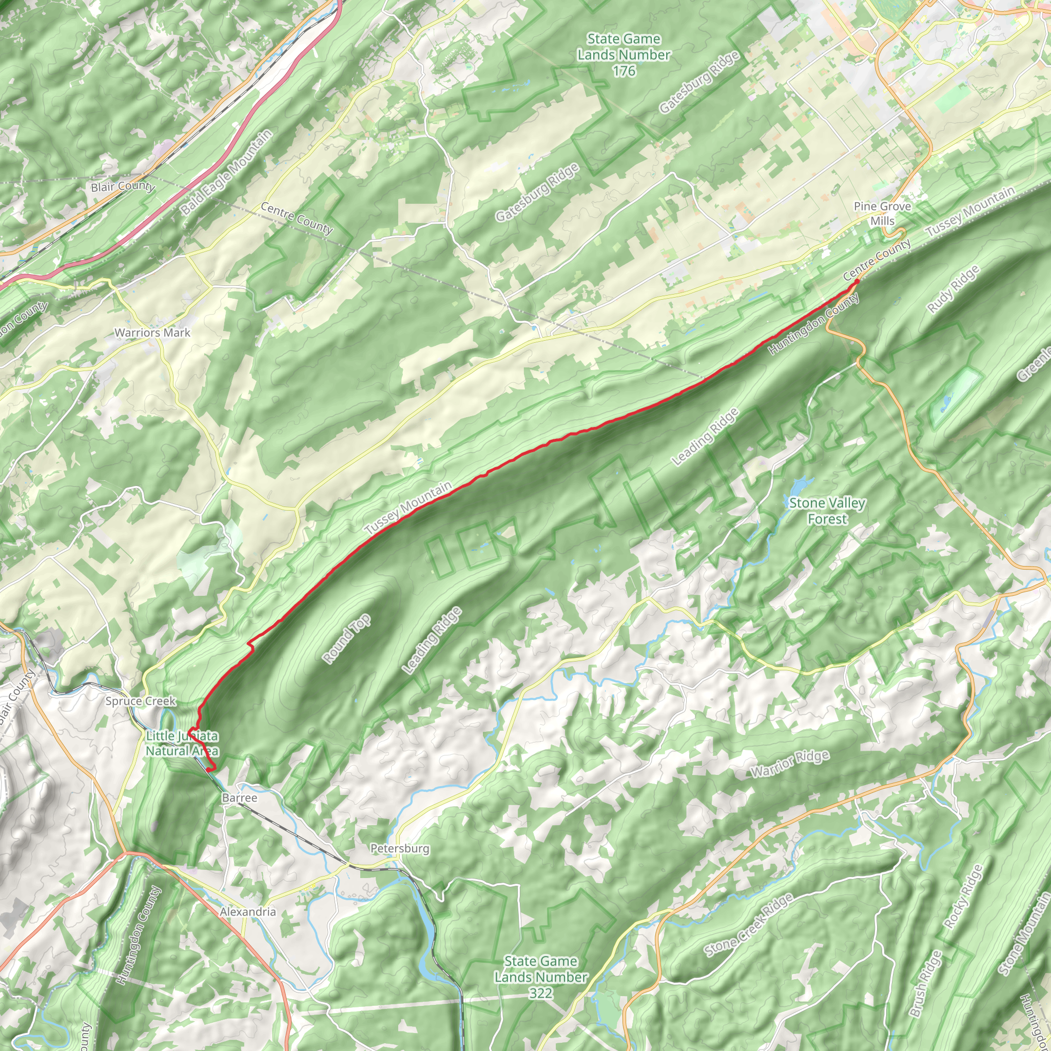 Mid-State Trail from Little Juniata River mobile static map