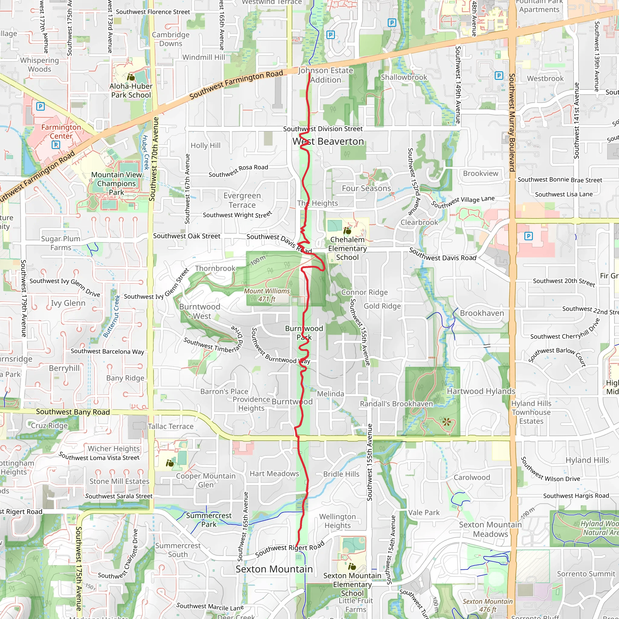 Westside Trail - Short from Southwest Village Lane mobile static map