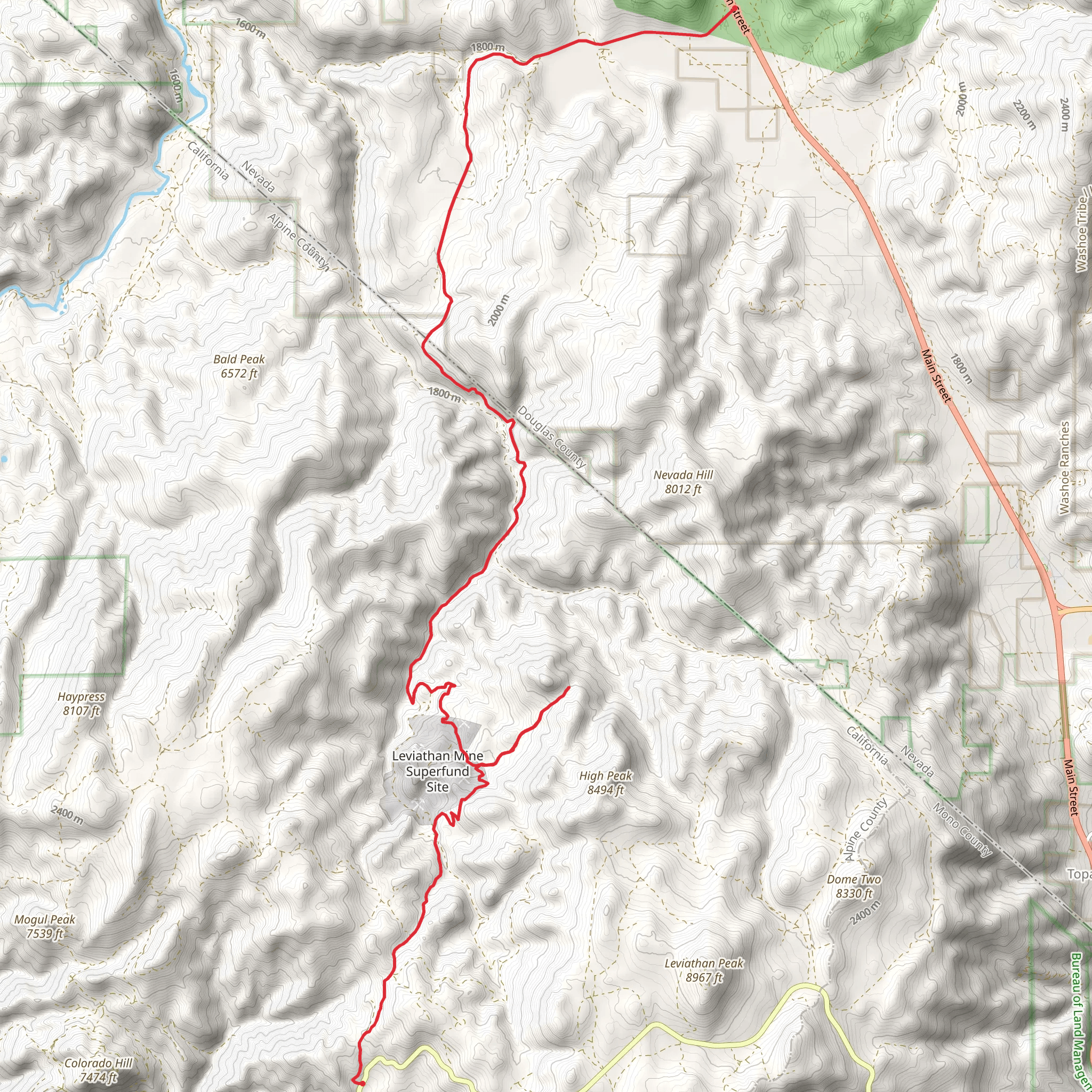Leviathan Mine Road Trail mobile static map