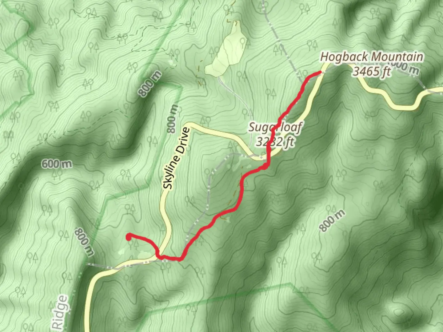 An image depicting the trail Appalachian Trail and Sugarloaf Peak and its surrounding area.