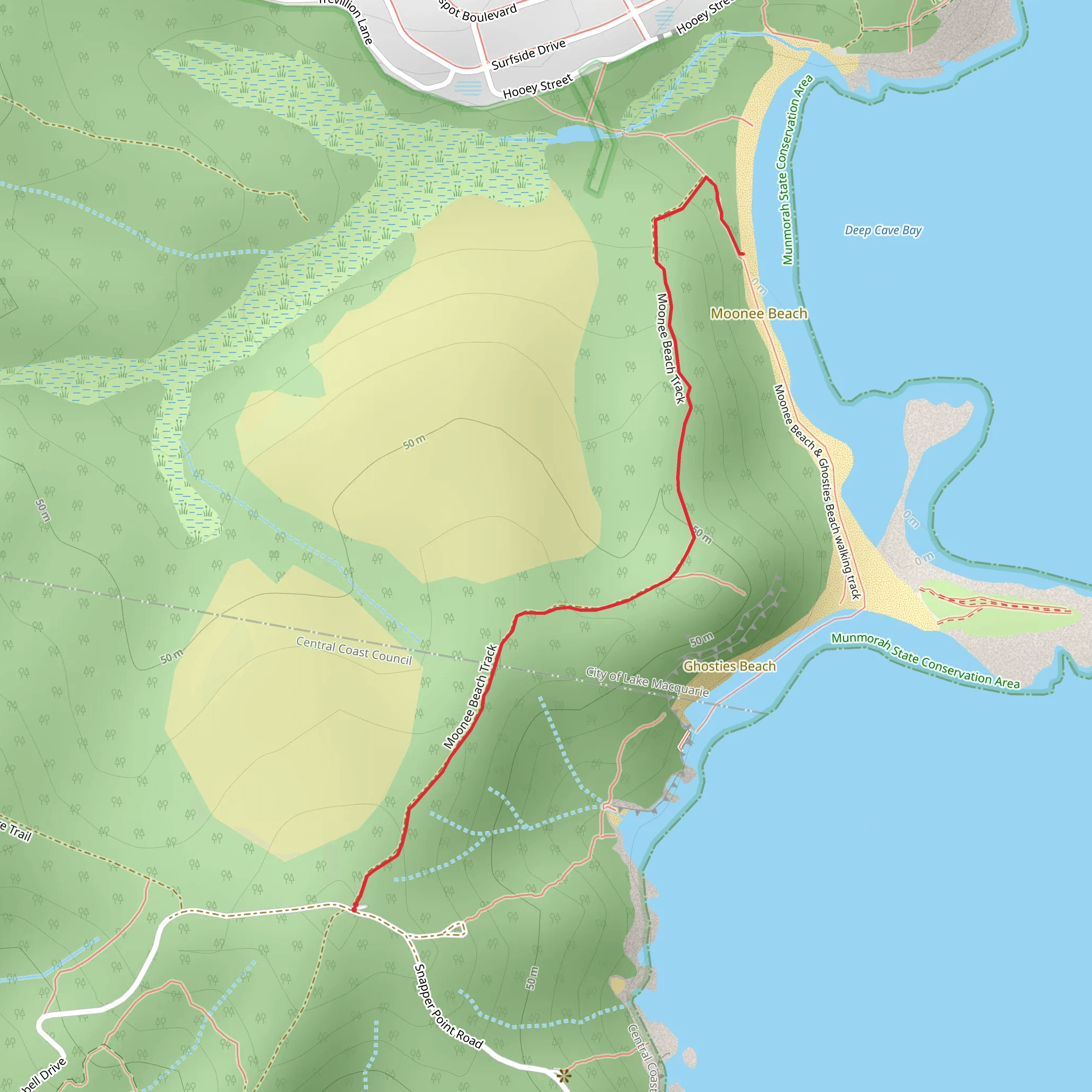 Moonee Beach Trail mobile static map
