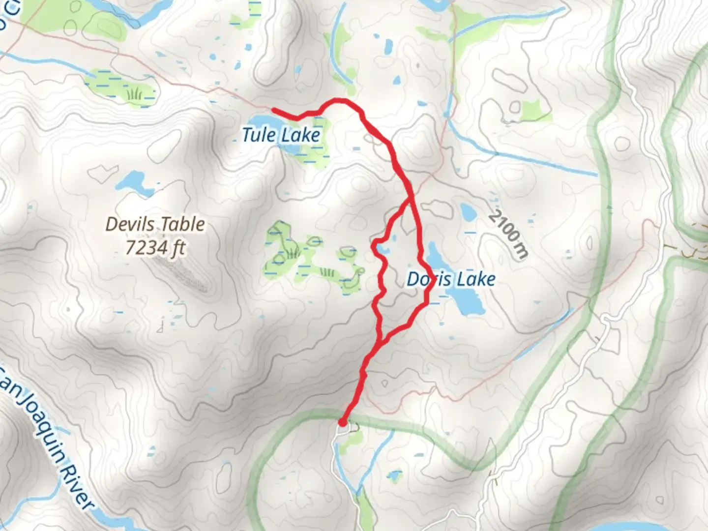 An image depicting the trail Tule Lake via Mono Meadow Trail and its surrounding area.