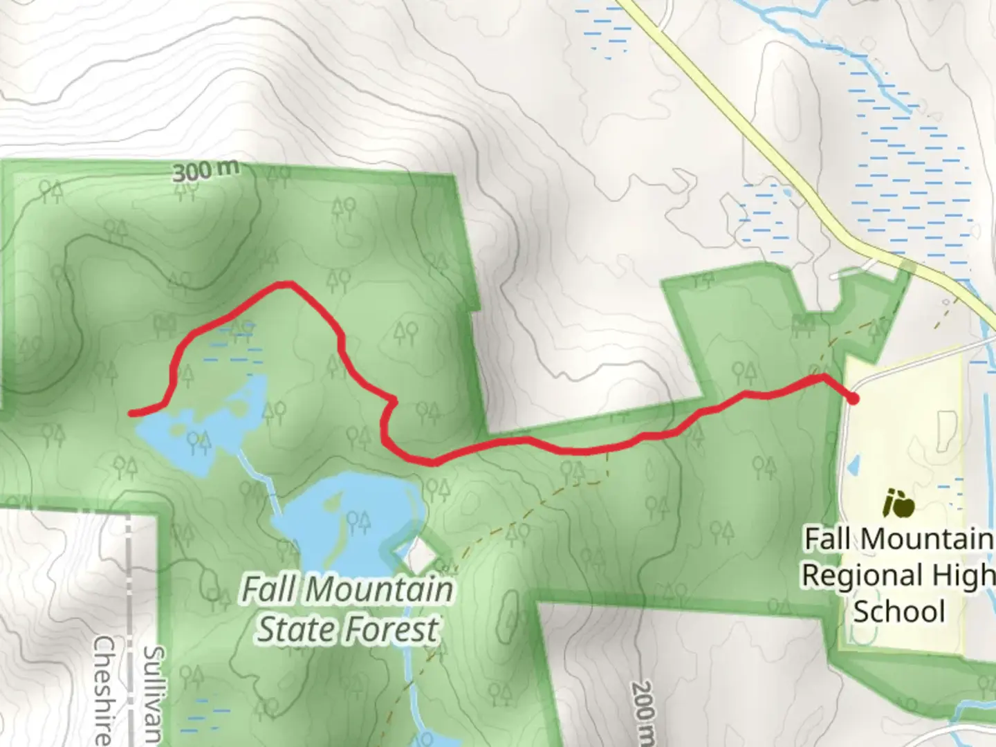An image depicting the trail North Pond Out and Back and its surrounding area.