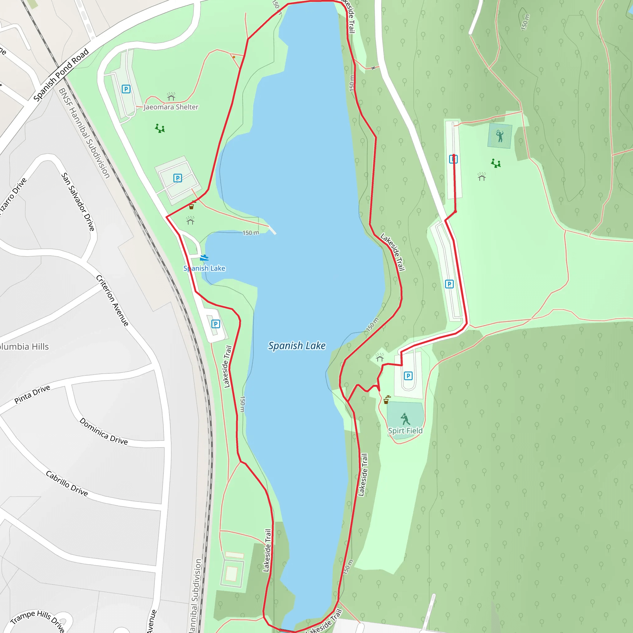 Spanish Lake Lakeside Loop Trail mobile static map
