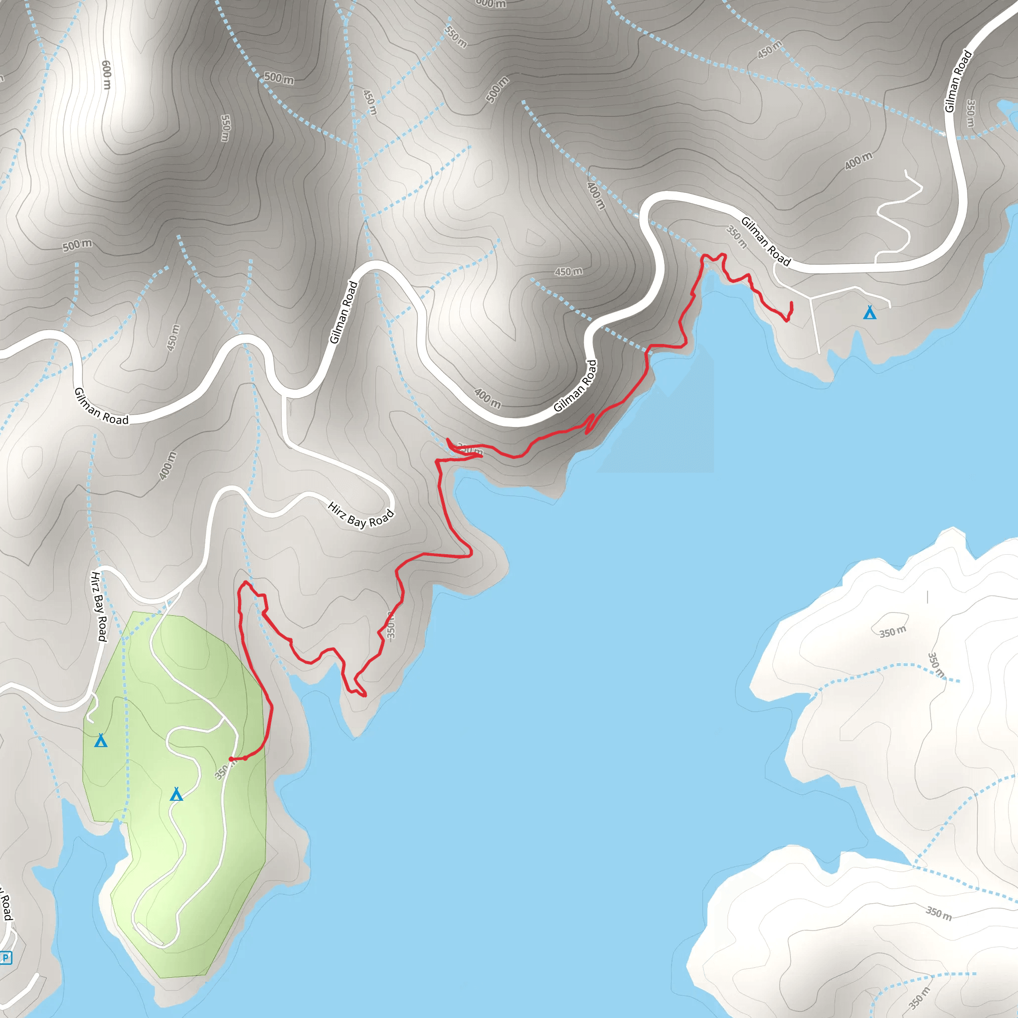 Hirz Bay Campground Trail mobile static map