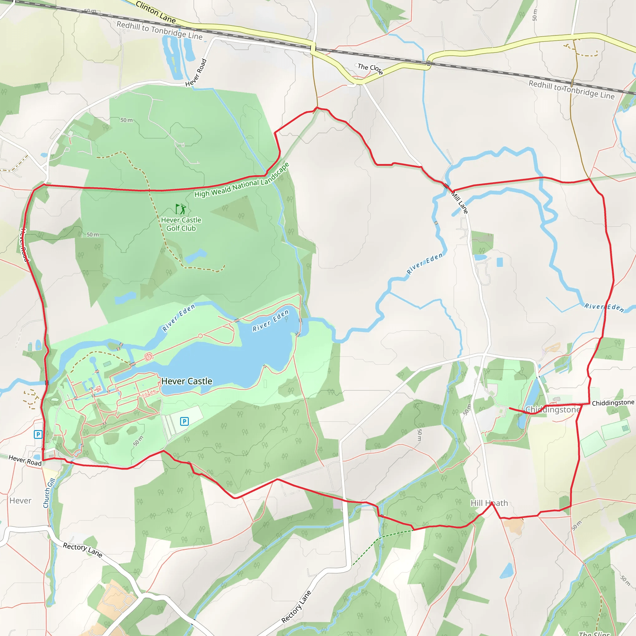 Hever and Chiddingstone Loop via Chiddingstone Castle mobile static map