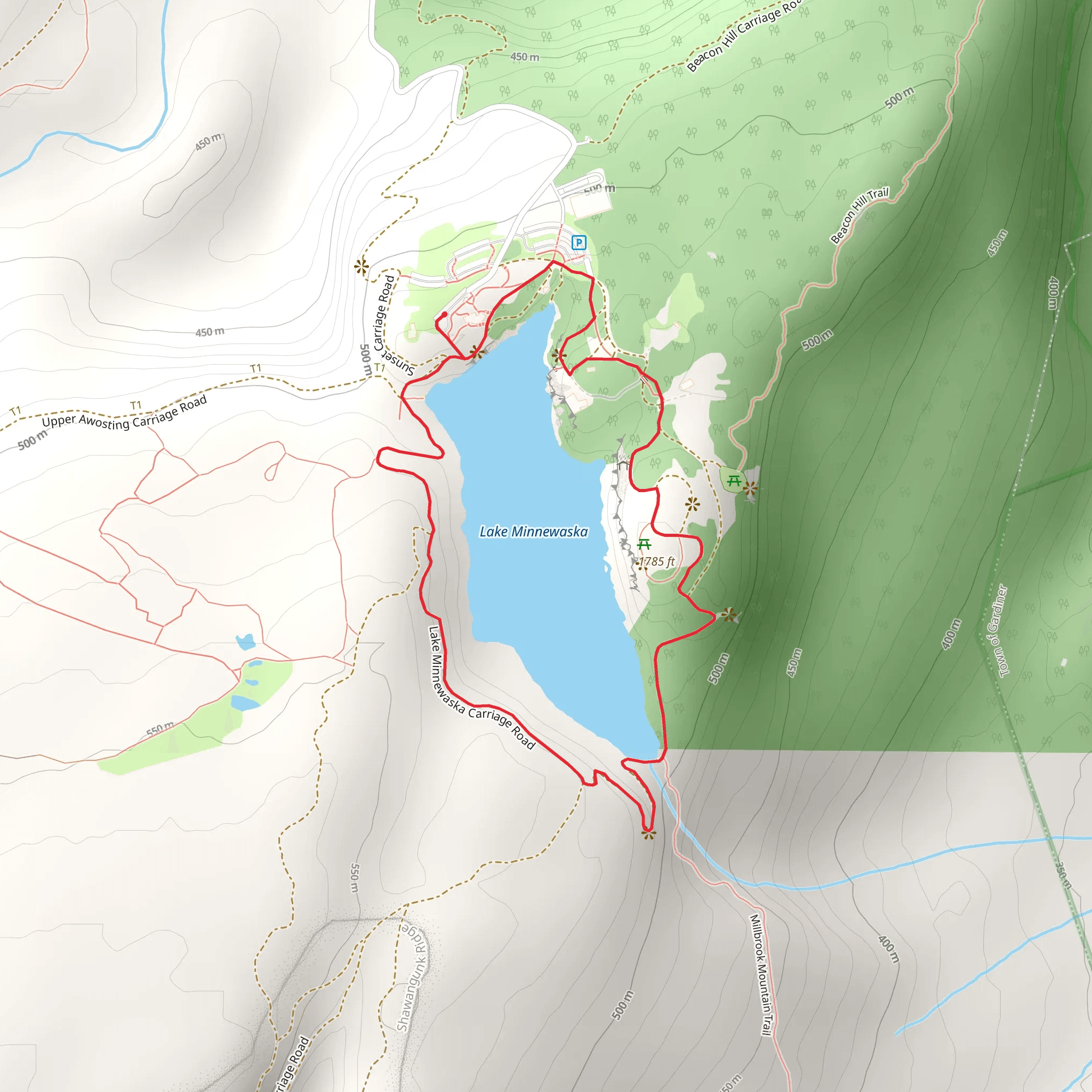 Lake Minnewaska Loop mobile static map