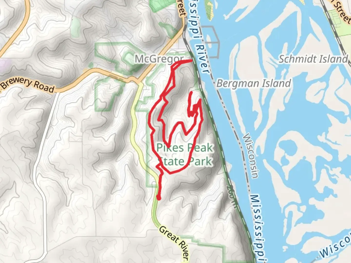 An image depicting the trail Horn Hollow Trail, Chinquapin Ridge Trail and Point Ann Loop Trail and its surrounding area.