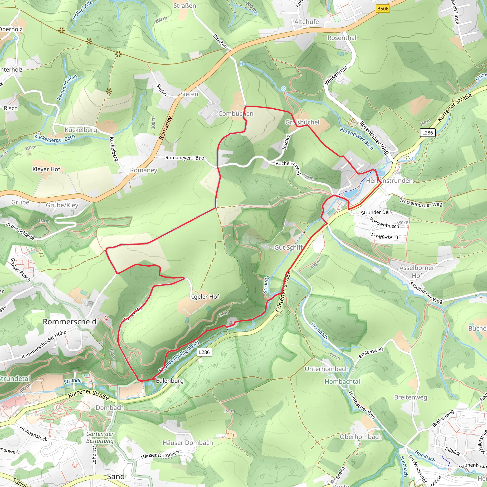 Herrenstrunden Rundweg mobile static map