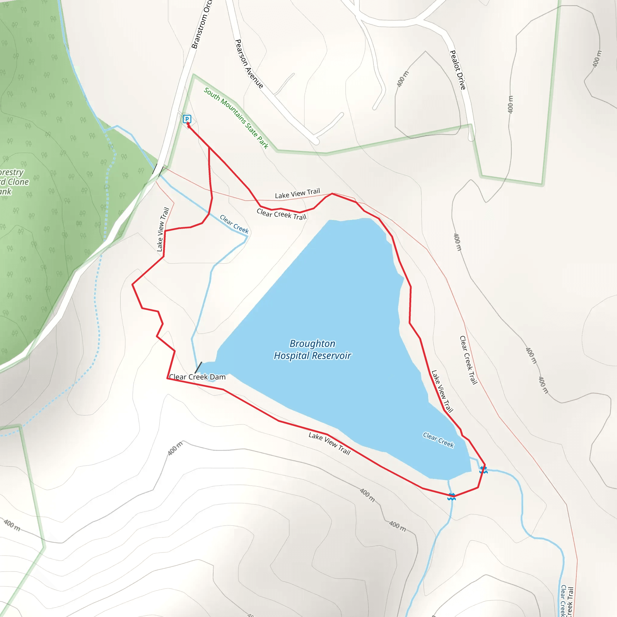 Broughton Hospital Reservoir Loop mobile static map