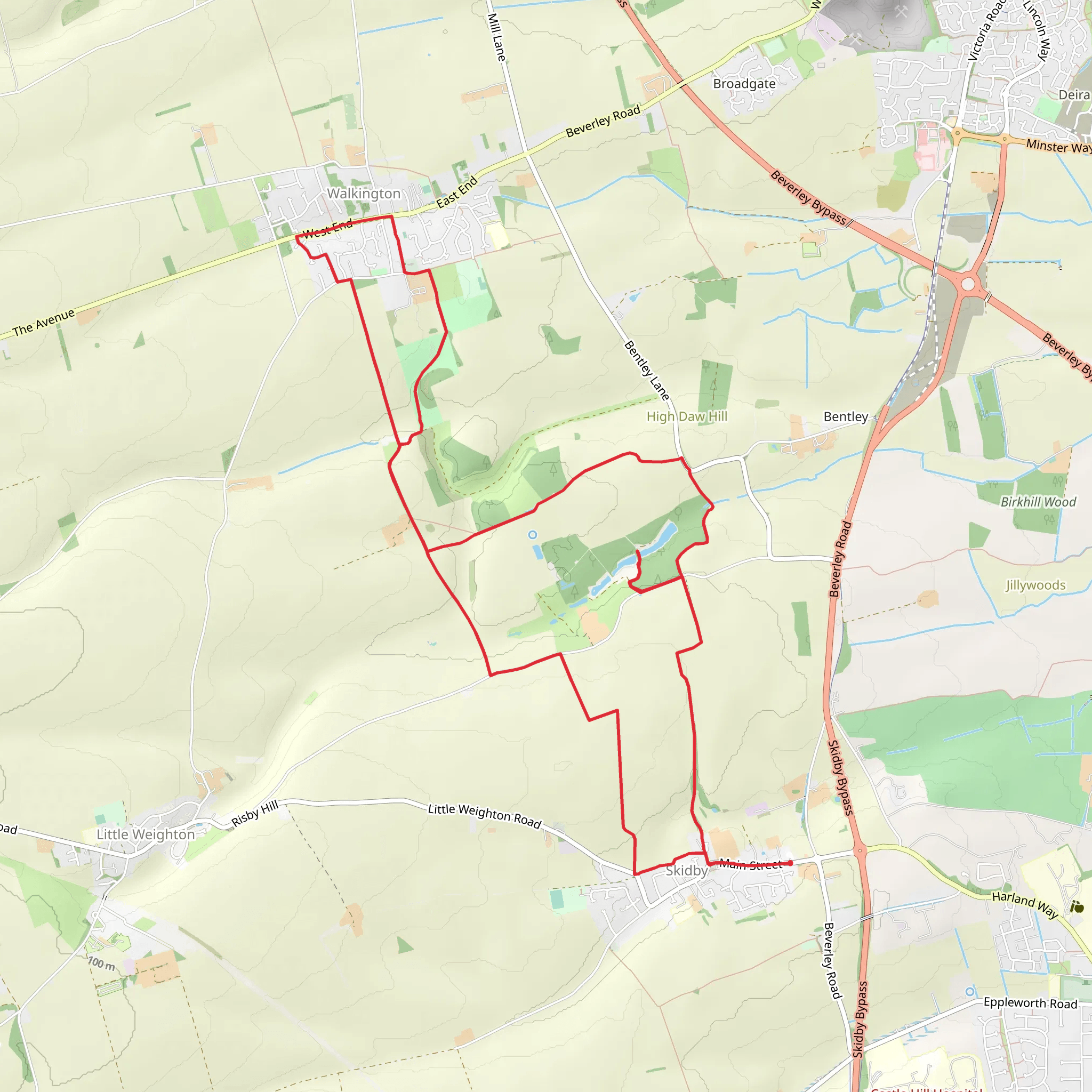 Old Moor, Folly Wood and Walkington Park Loop mobile static map
