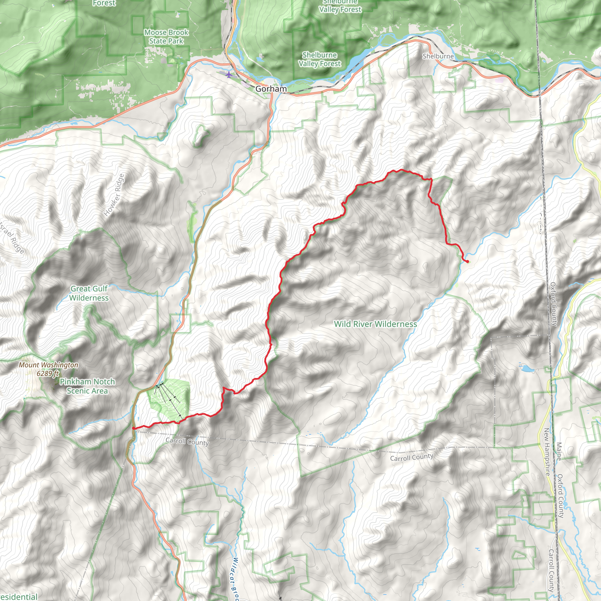 Shelburne Moriah Mountain to Wildcat E Mount via Appalachian Trail mobile static map