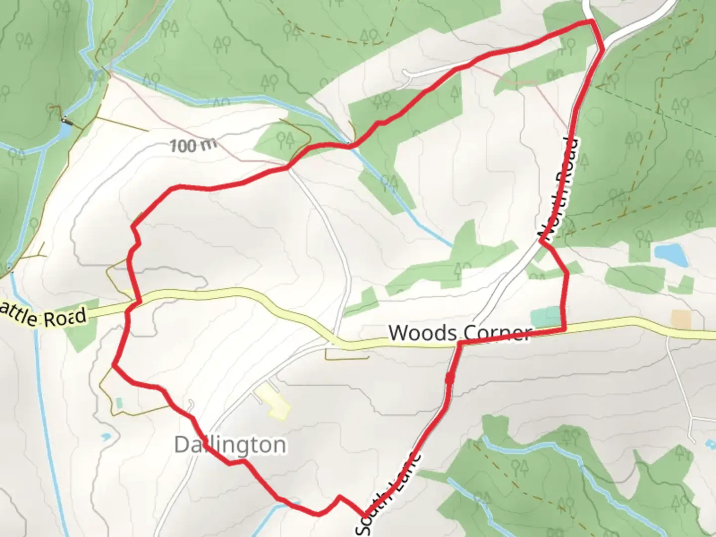 An image depicting the trail Dallington Country Park Loop and its surrounding area.