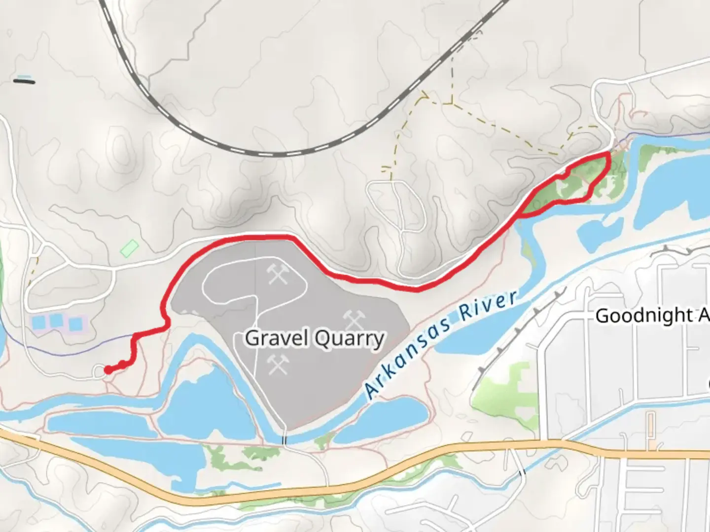 An image depicting the trail Arkansas River MUP Loop and its surrounding area.