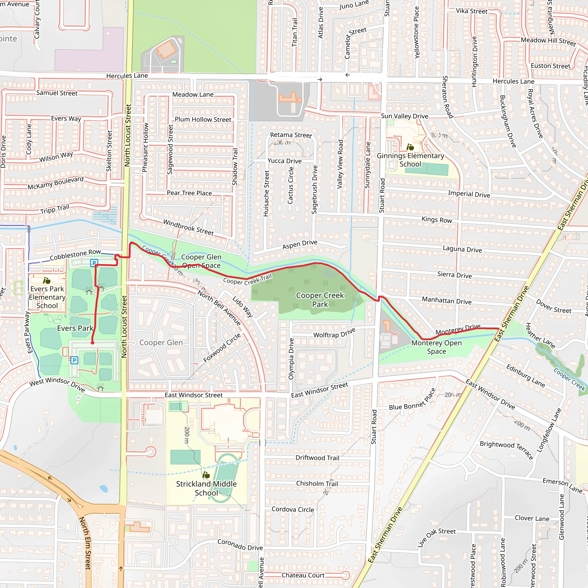 Cooper Creek Trail mobile static map