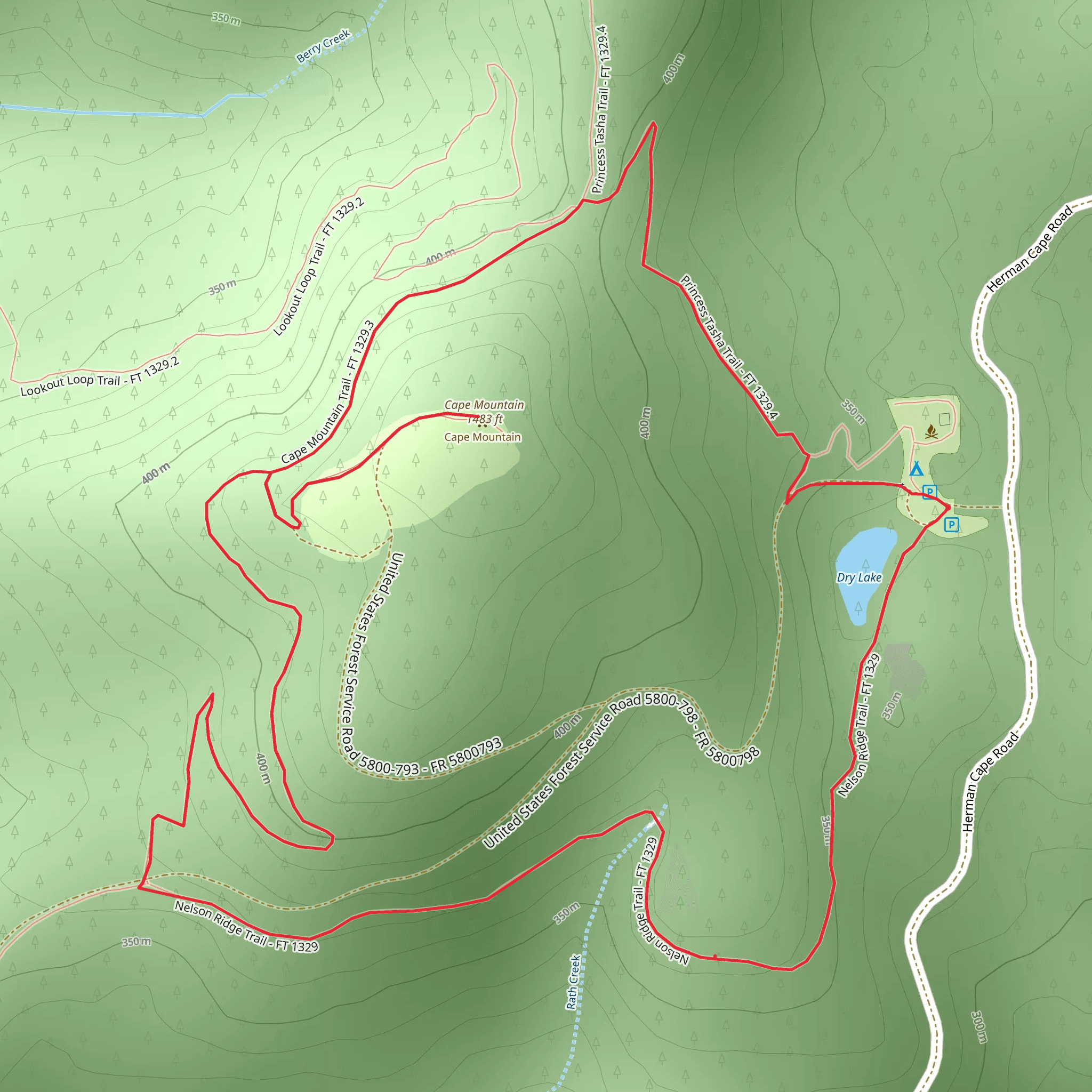 Princess Tasha Trail and Cape Mountain Loop mobile static map