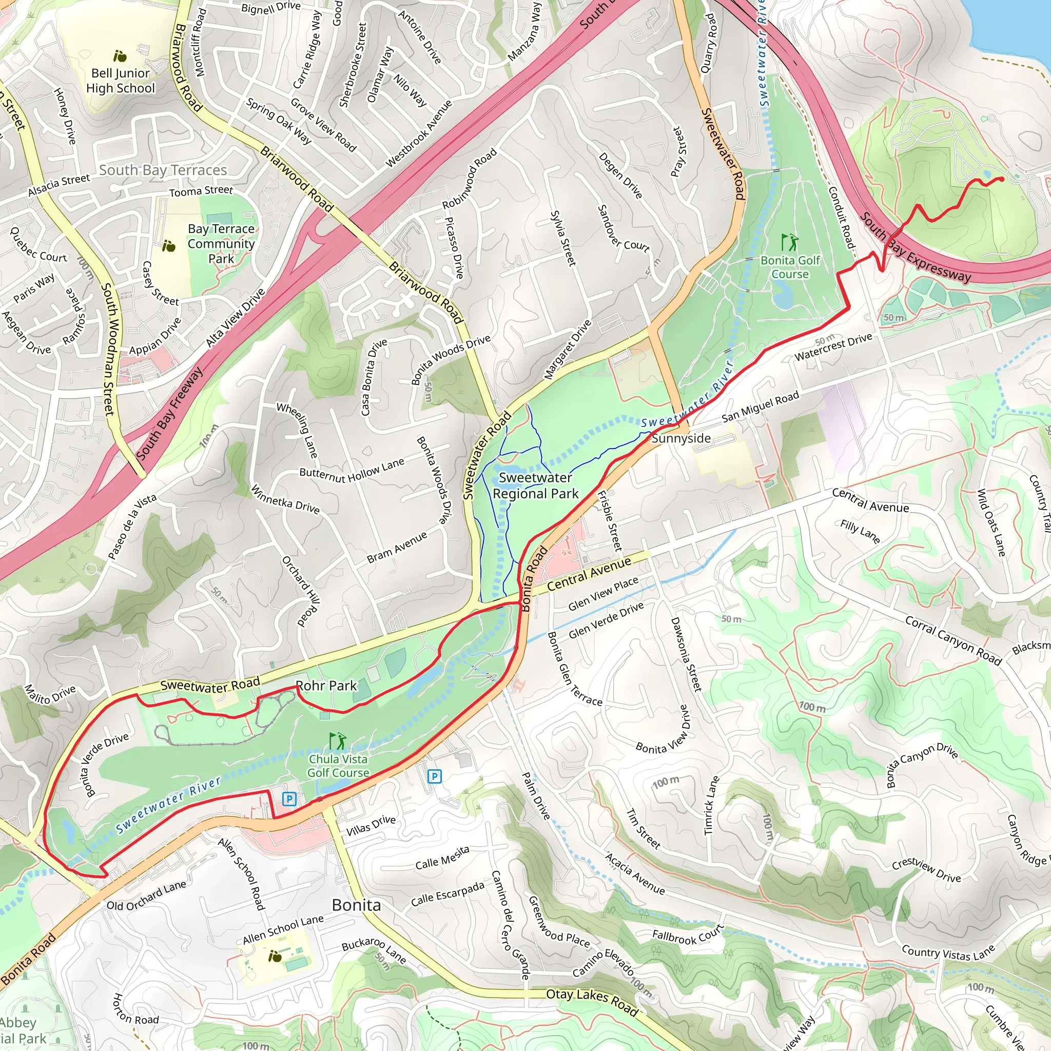 Sweetwater Park Trail Loop mobile static map
