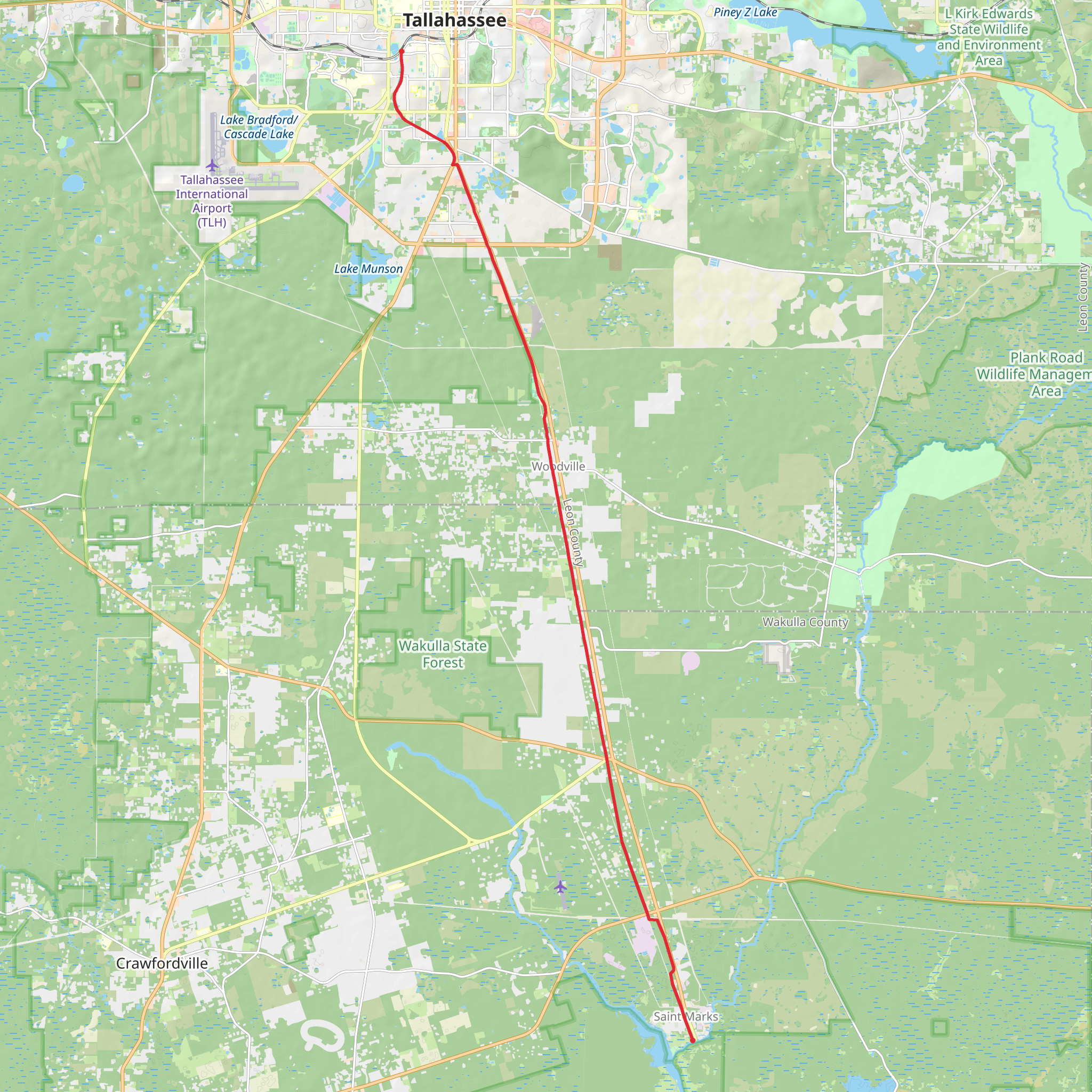 Tallahassee-Saint Marks Historic Railroad State Trail mobile static map