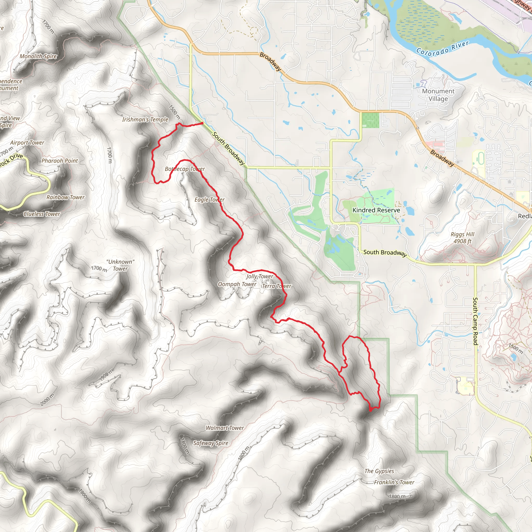 Corkscrew Loop via Bench Trail mobile static map
