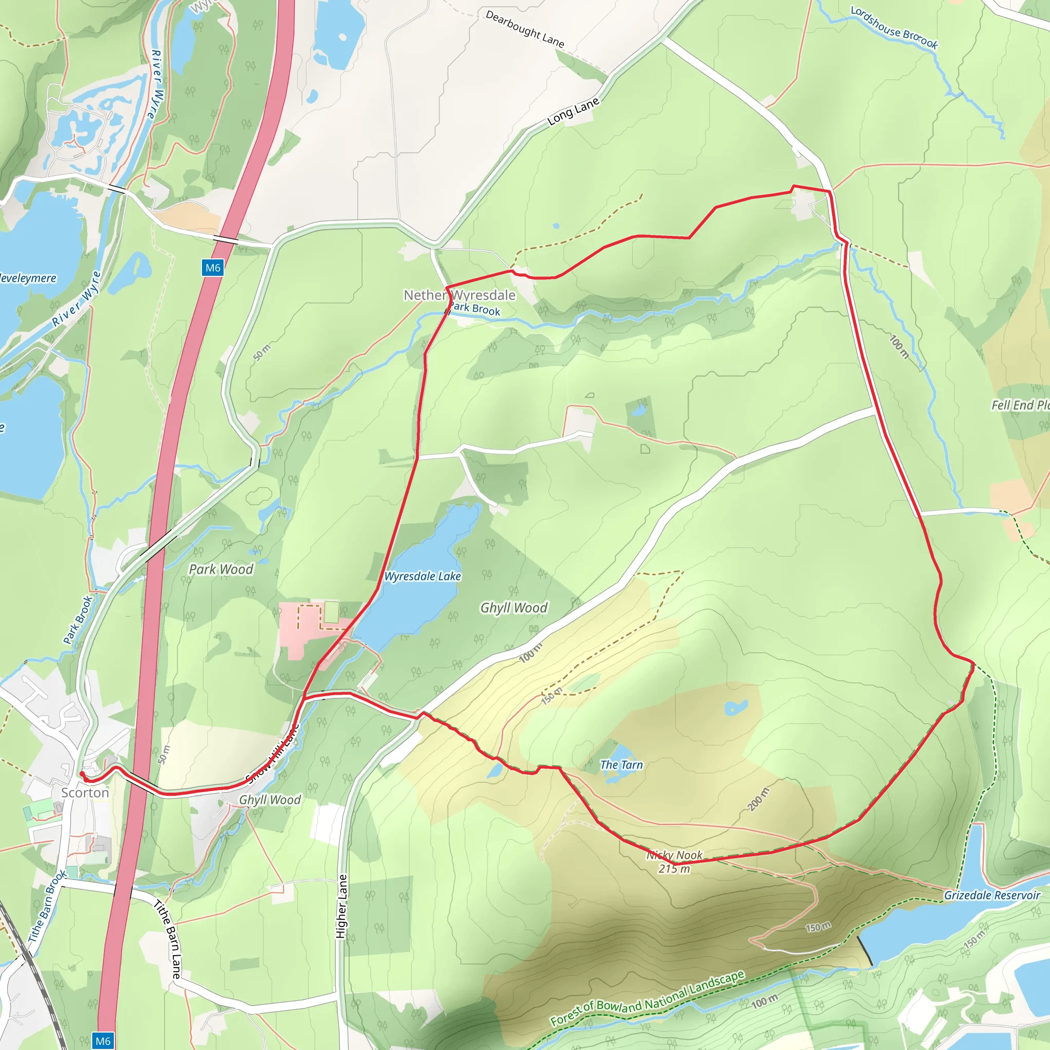 Wyresdale Lake and Nicky Nook Loop mobile static map
