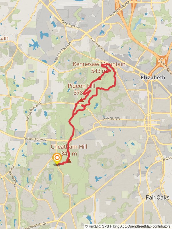 Cheatham Hill, Pigeon Hill, Little Kennesaw and Kennesaw Mountain Loop Trail