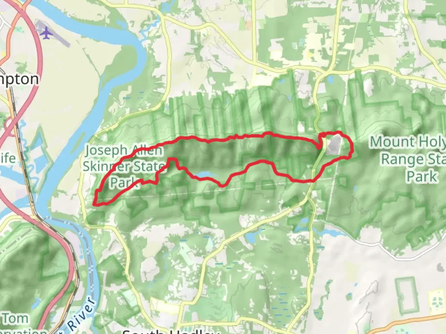 An image depicting the trail Bare Mountain, Mount Hitchcock, Mount Holyoke and Devils Garden Loop Trail and its surrounding area.