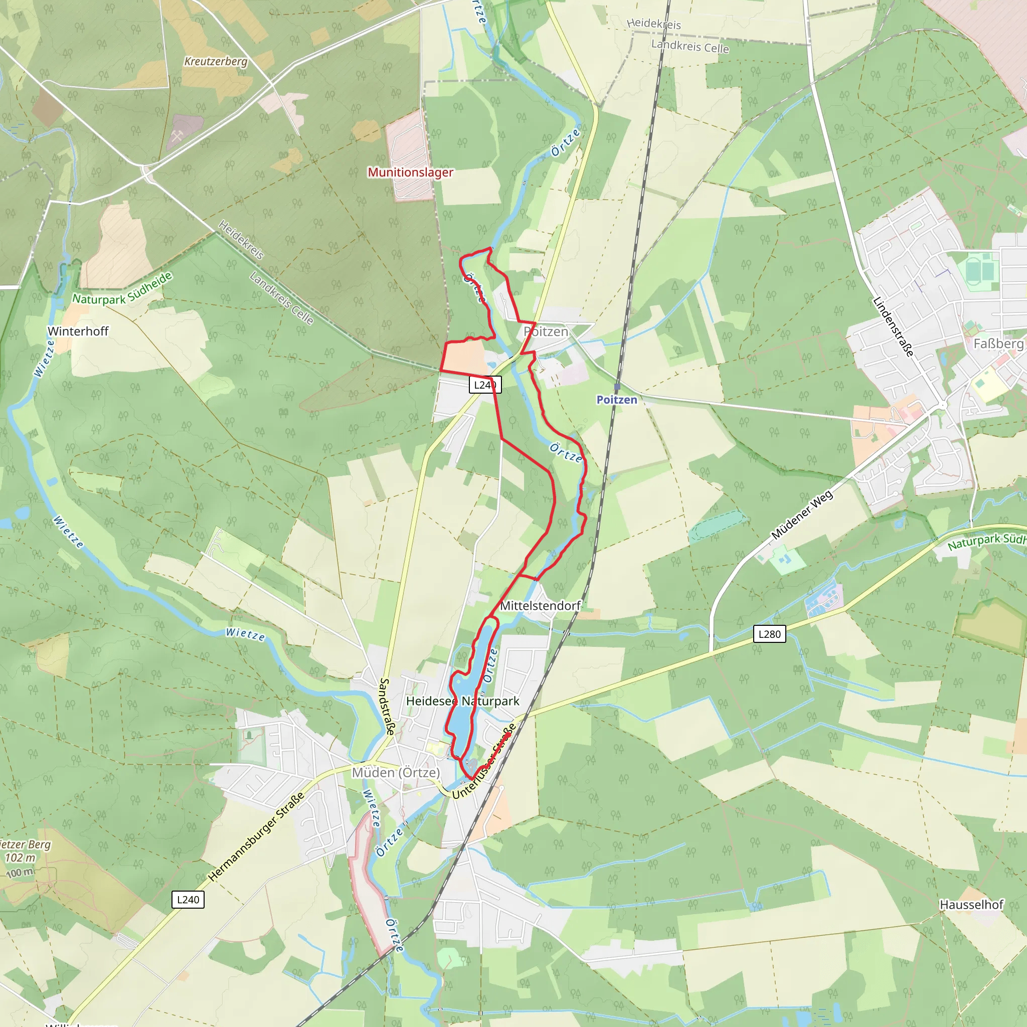 Heidesee via Heideschleife Mueden mobile static map