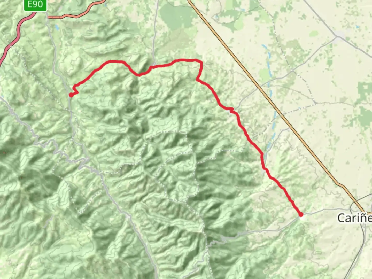 An image depicting the trail GR 90 - Aguaron PR Z 13 and its surrounding area.