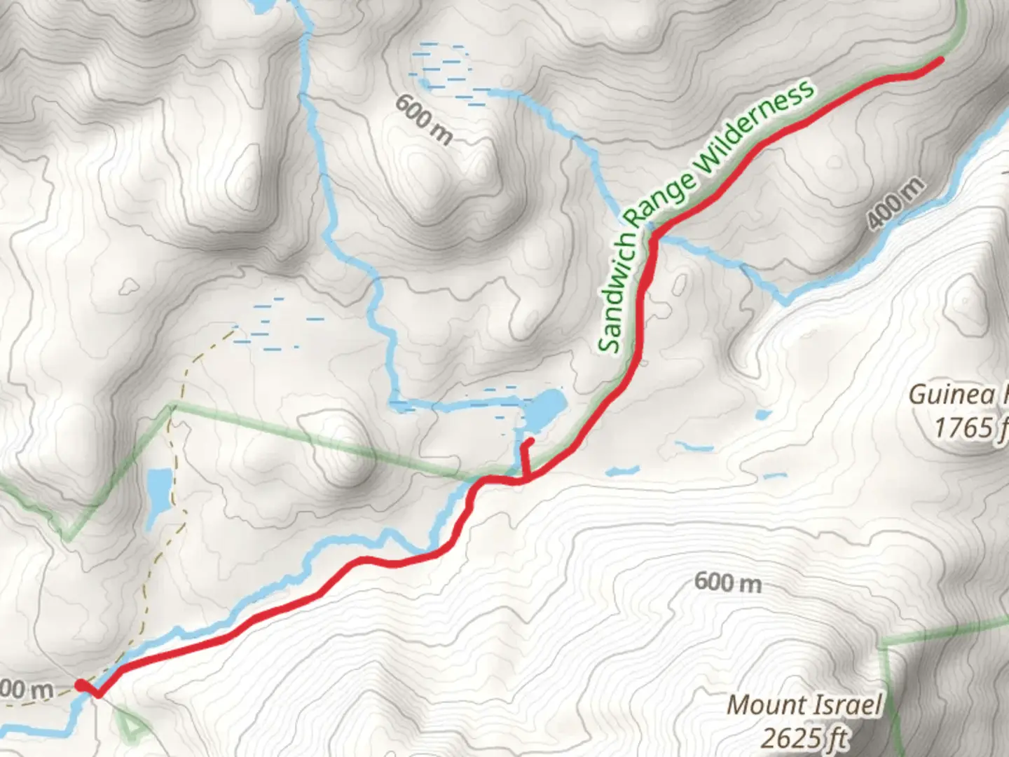 An image depicting the trail Guinea Pond Trail via Beebe River and its surrounding area.