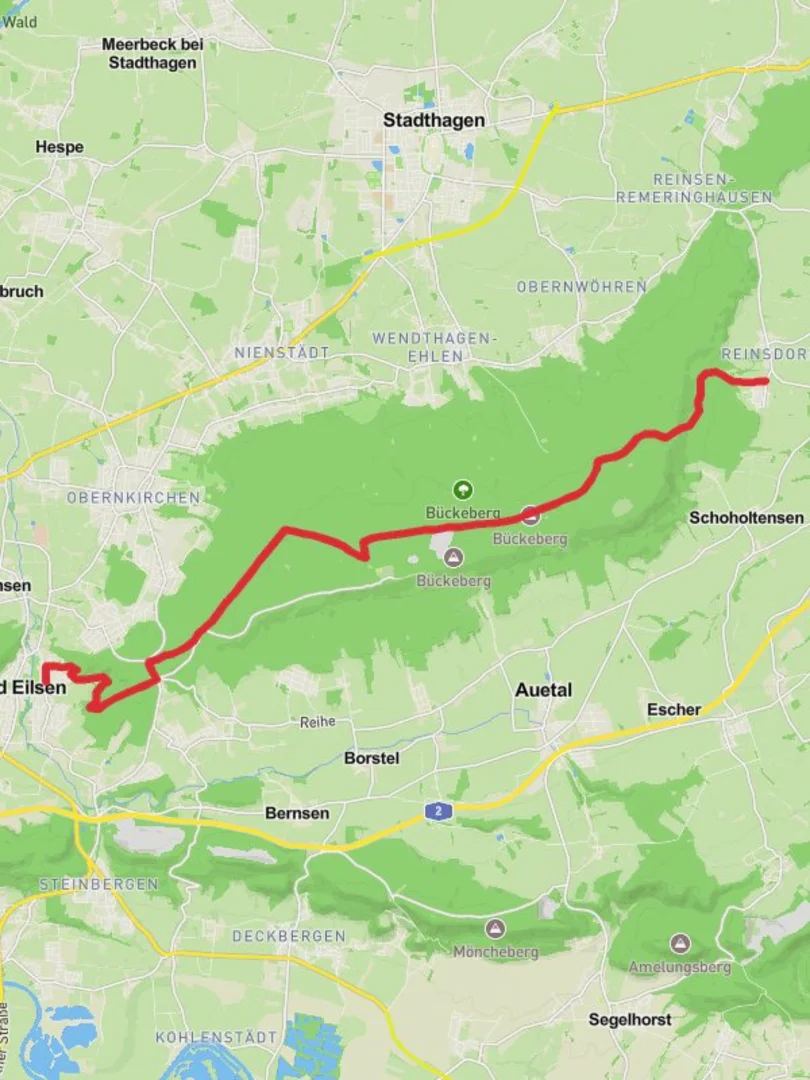 An image depicting the trail Bad Eilsen to Reinsdorf Walk and its surrounding area.