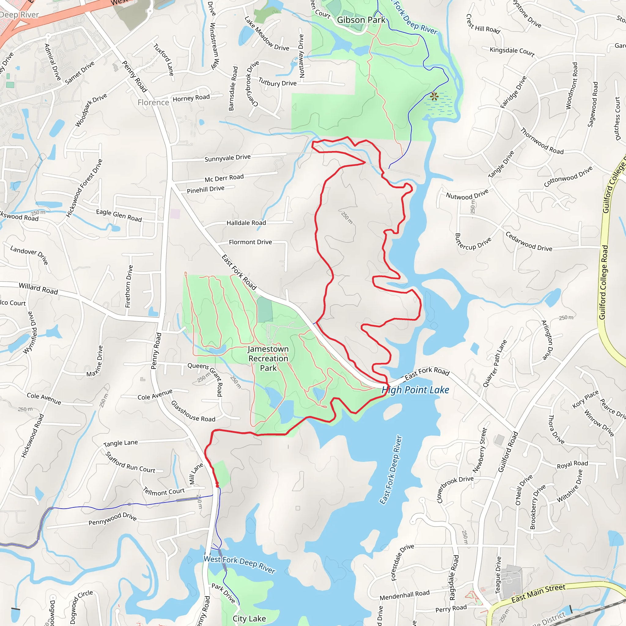 Bicentennial Greenway and Deep River Loop Trail mobile static map