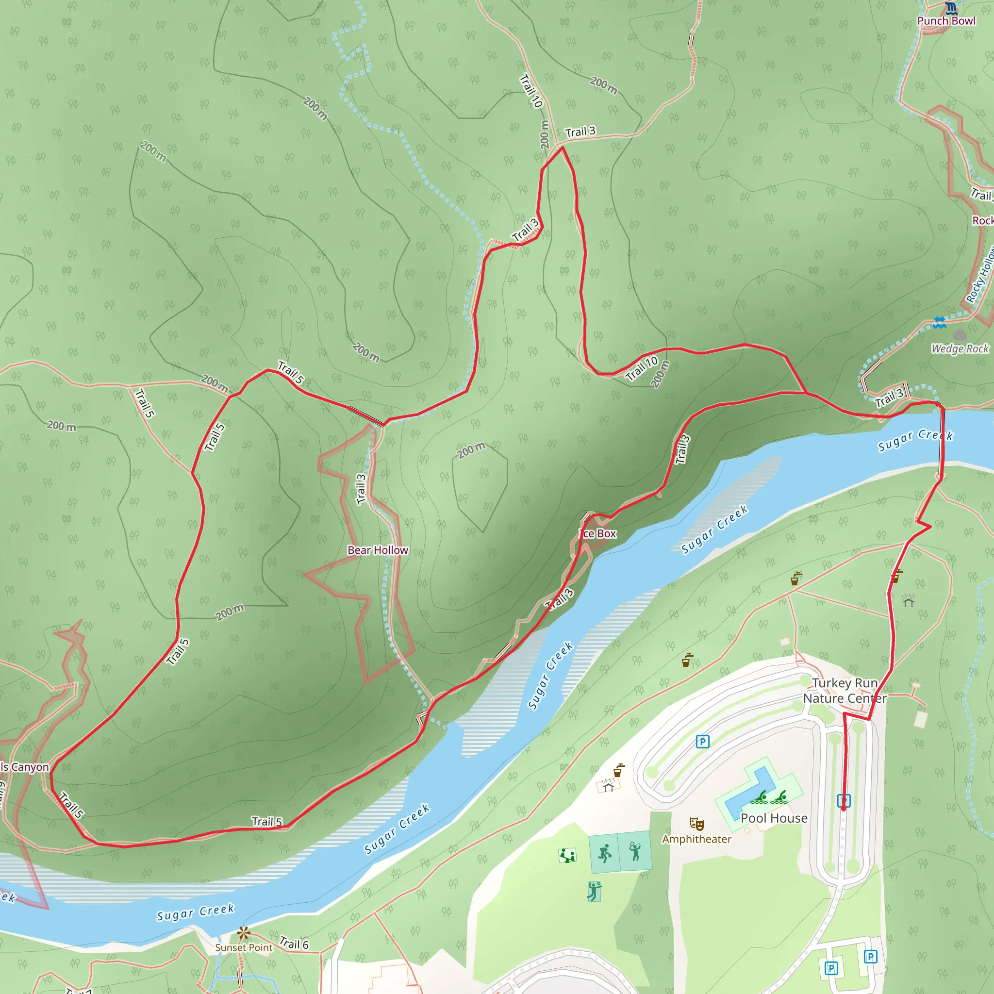 Trail 5 Loop via Sugar Creek mobile static map