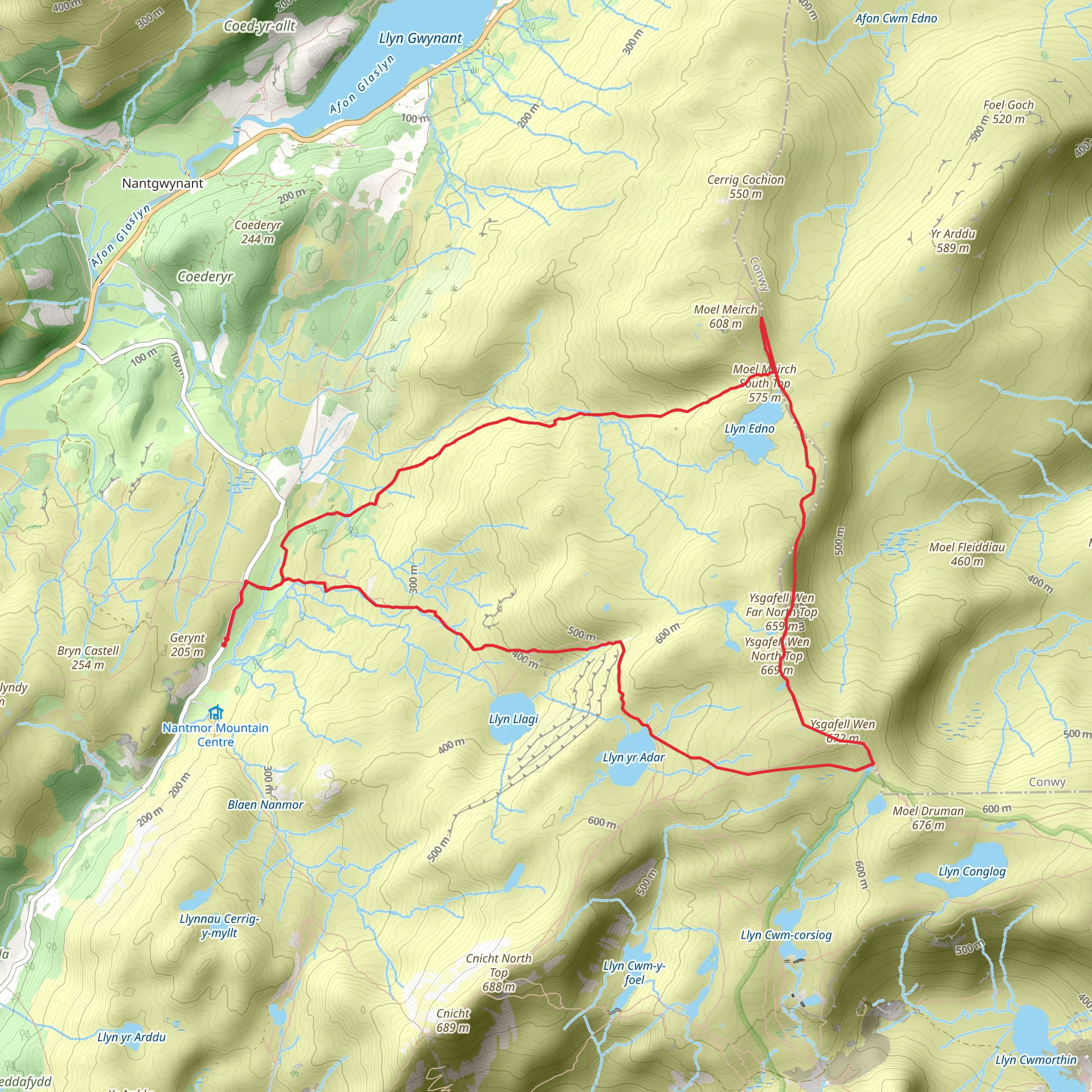 Llyn yr Adar and Llyn Edno mobile static map