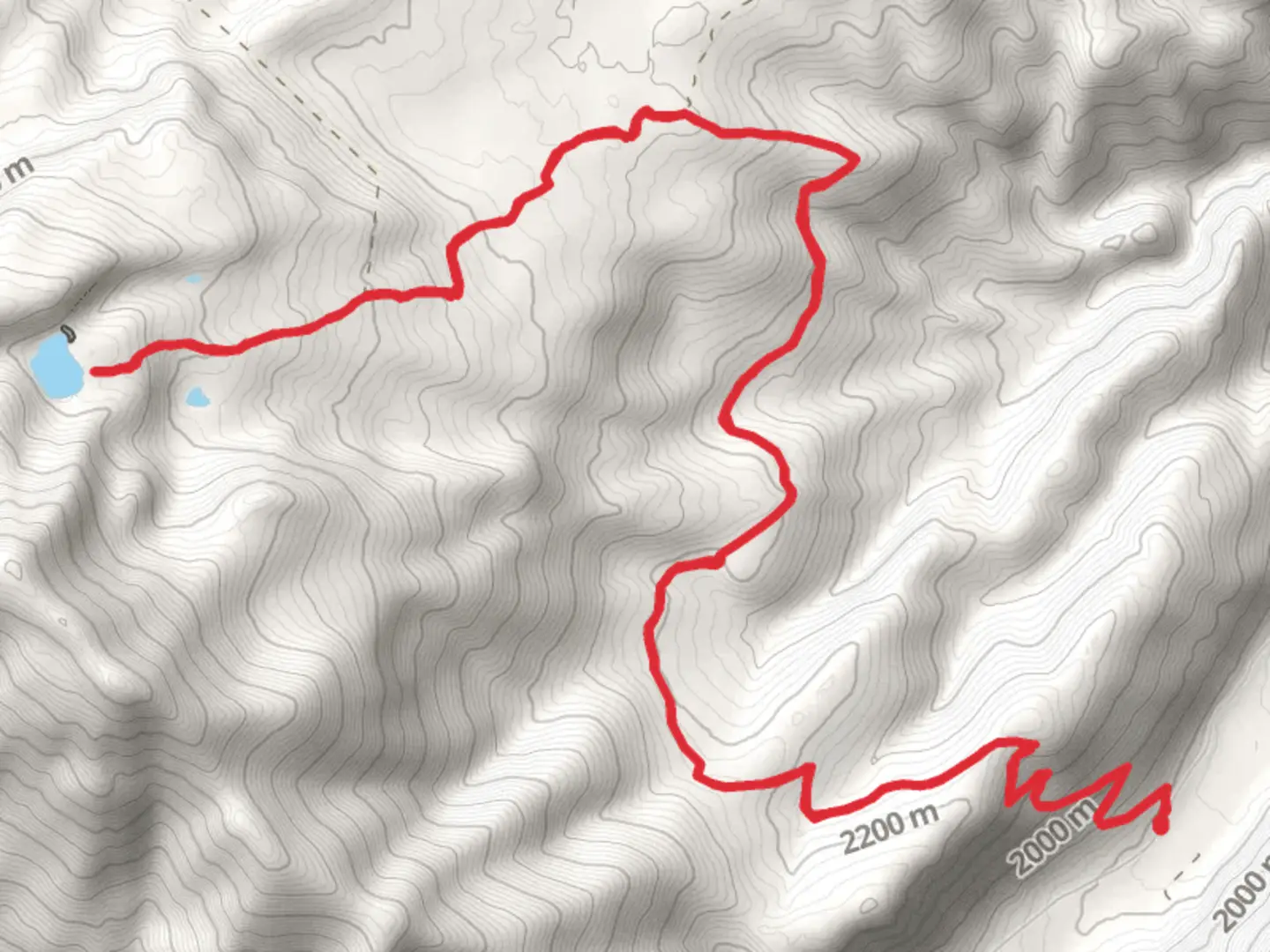 An image depicting the trail Albro Lake via Patosi and its surrounding area.