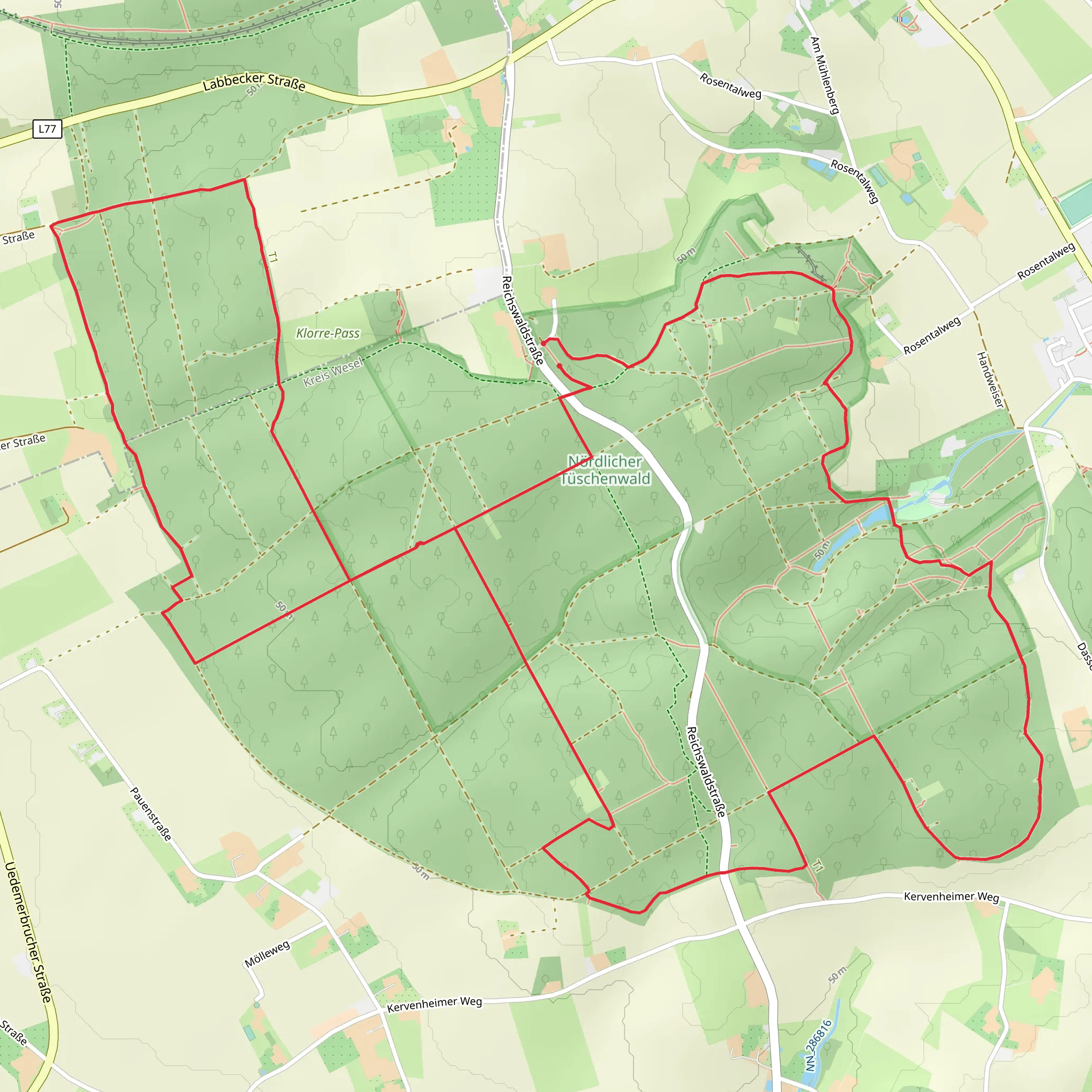 NördlicherTüschenwald Loop mobile static map
