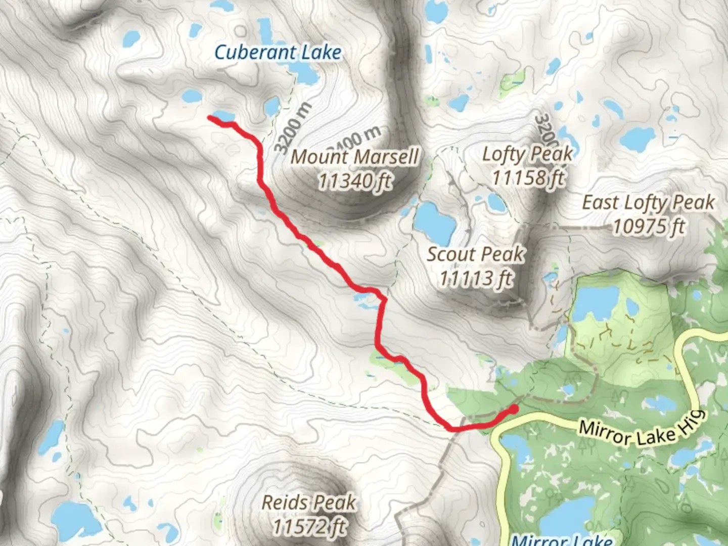 An image depicting the trail Cuberant Number 3 Lake via Cuberant Lake Trail and its surrounding area.