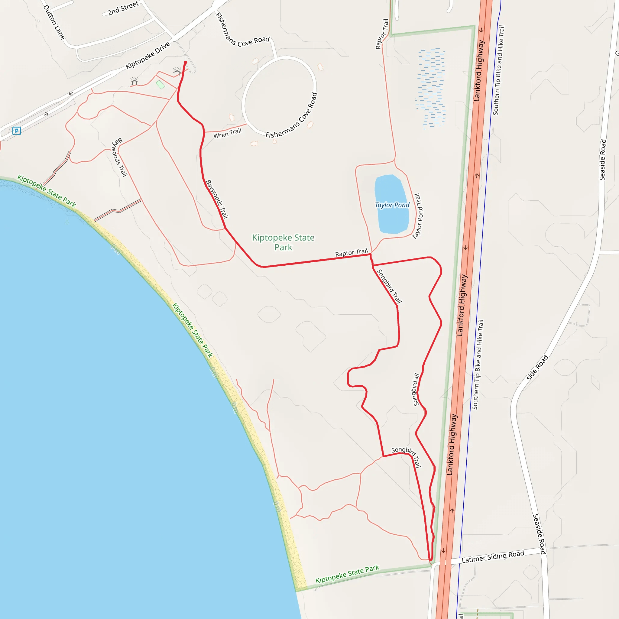 Baywoods and Songbird Loop Trail mobile static map