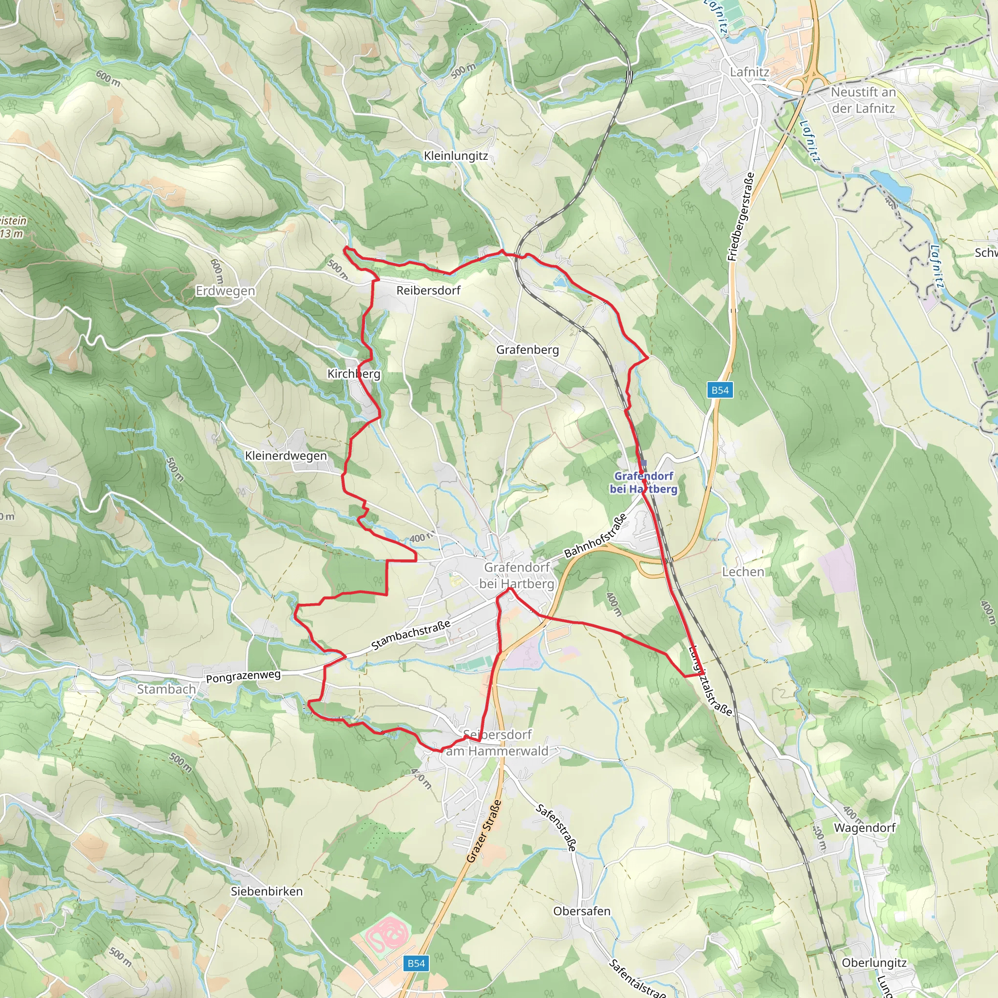 3 Castles Hiking from Grafendorf mobile static map