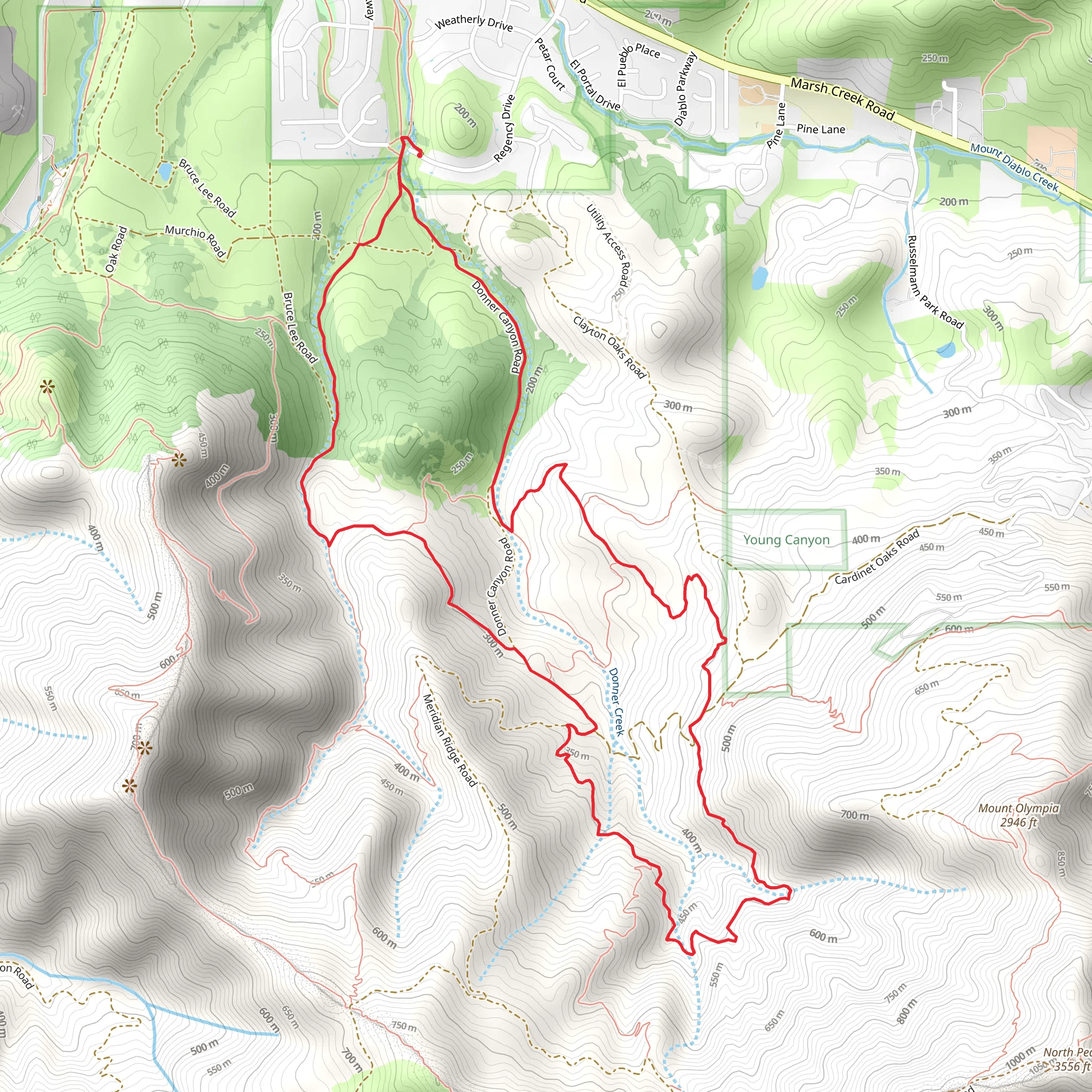 George Cardinet Back Creek, Falls and Donner Loop Trail mobile static map