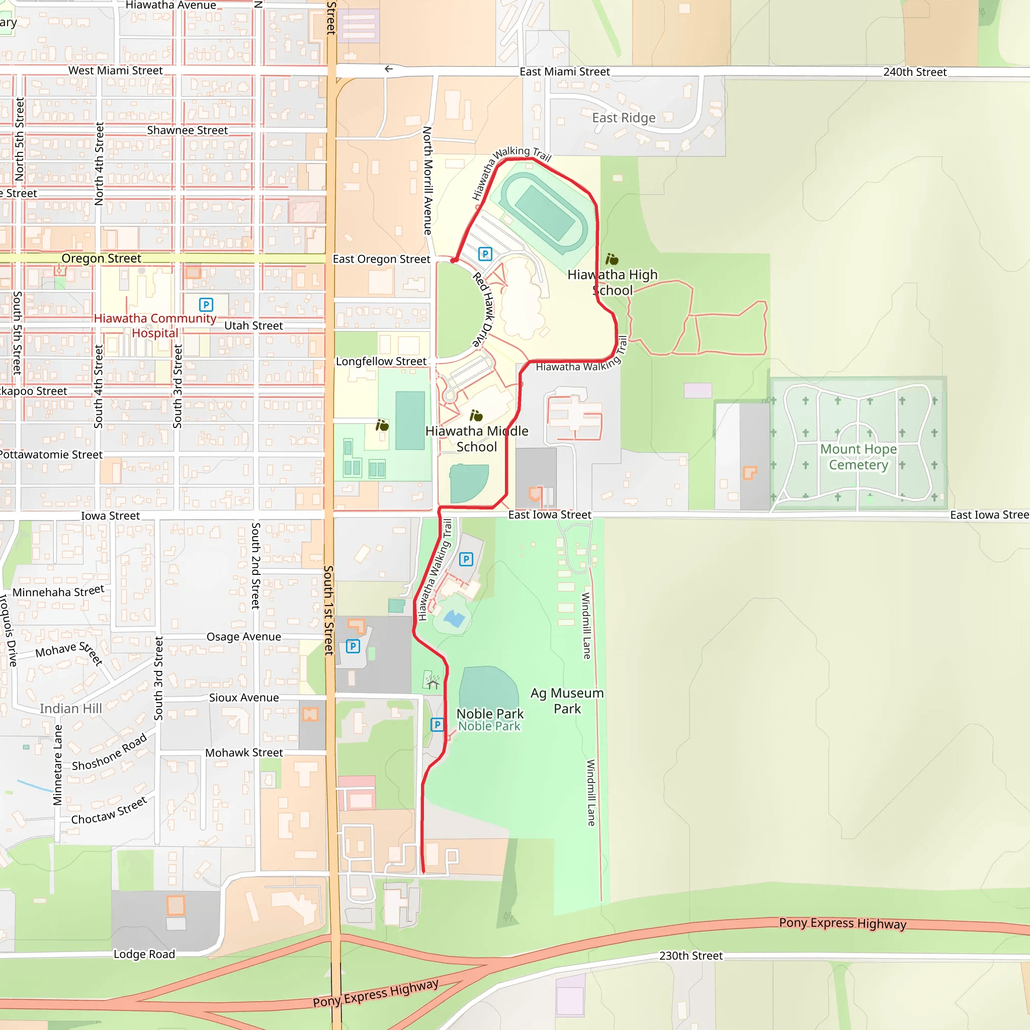Hiawatha Walking Trail mobile static map