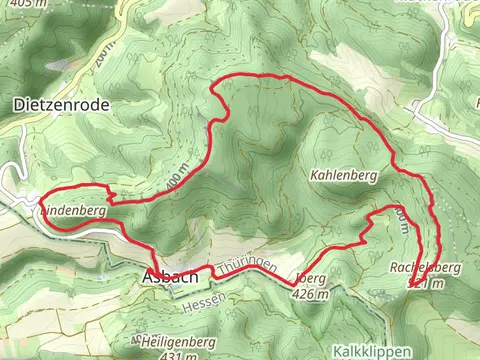 Rachelsberg and Dietzenroeder Stein via Werra Burgen Steig