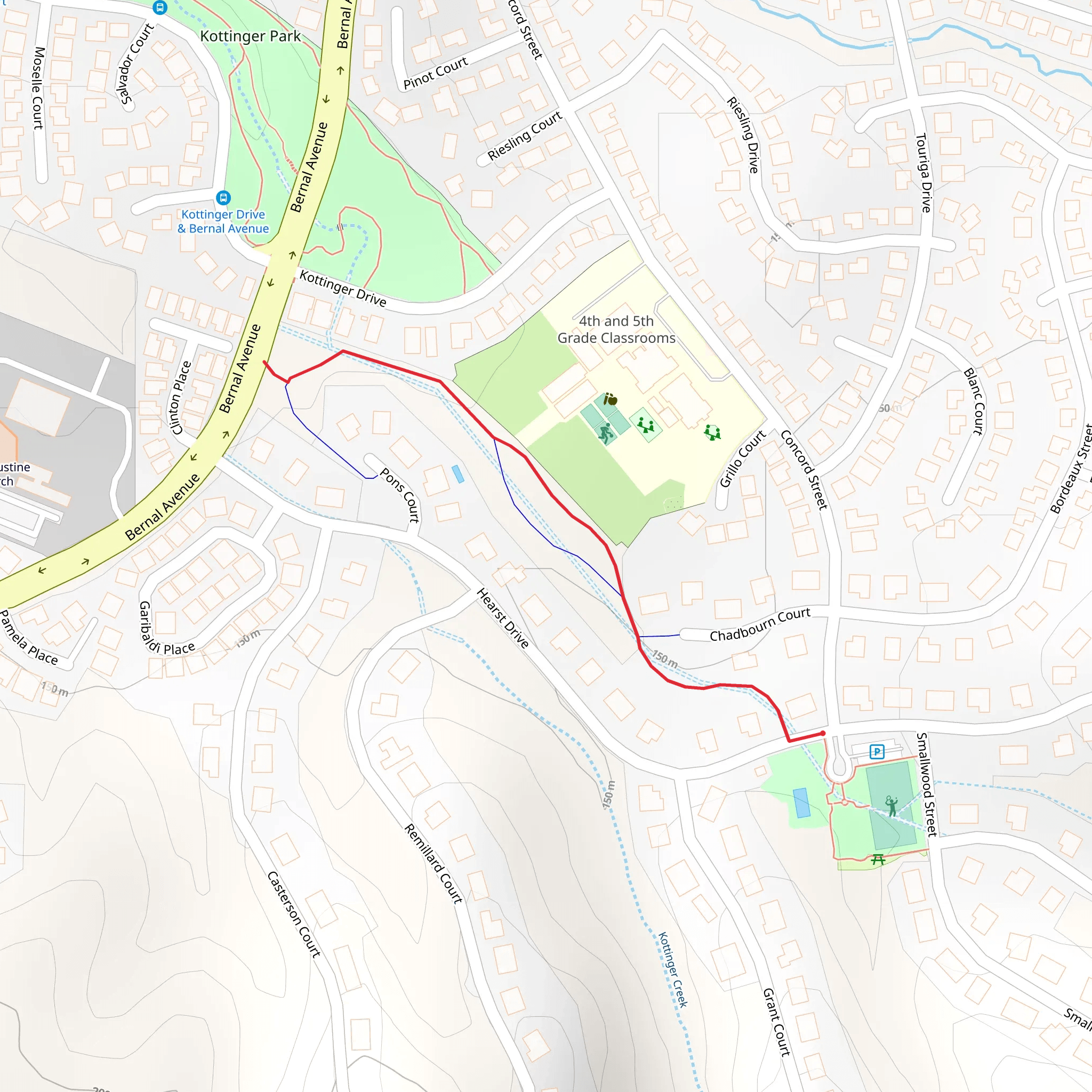 Walk beside Hearst Drive mobile static map