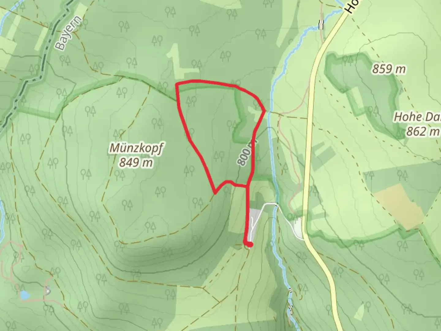 An image depicting the trail Holzberg Loop and its surrounding area.
