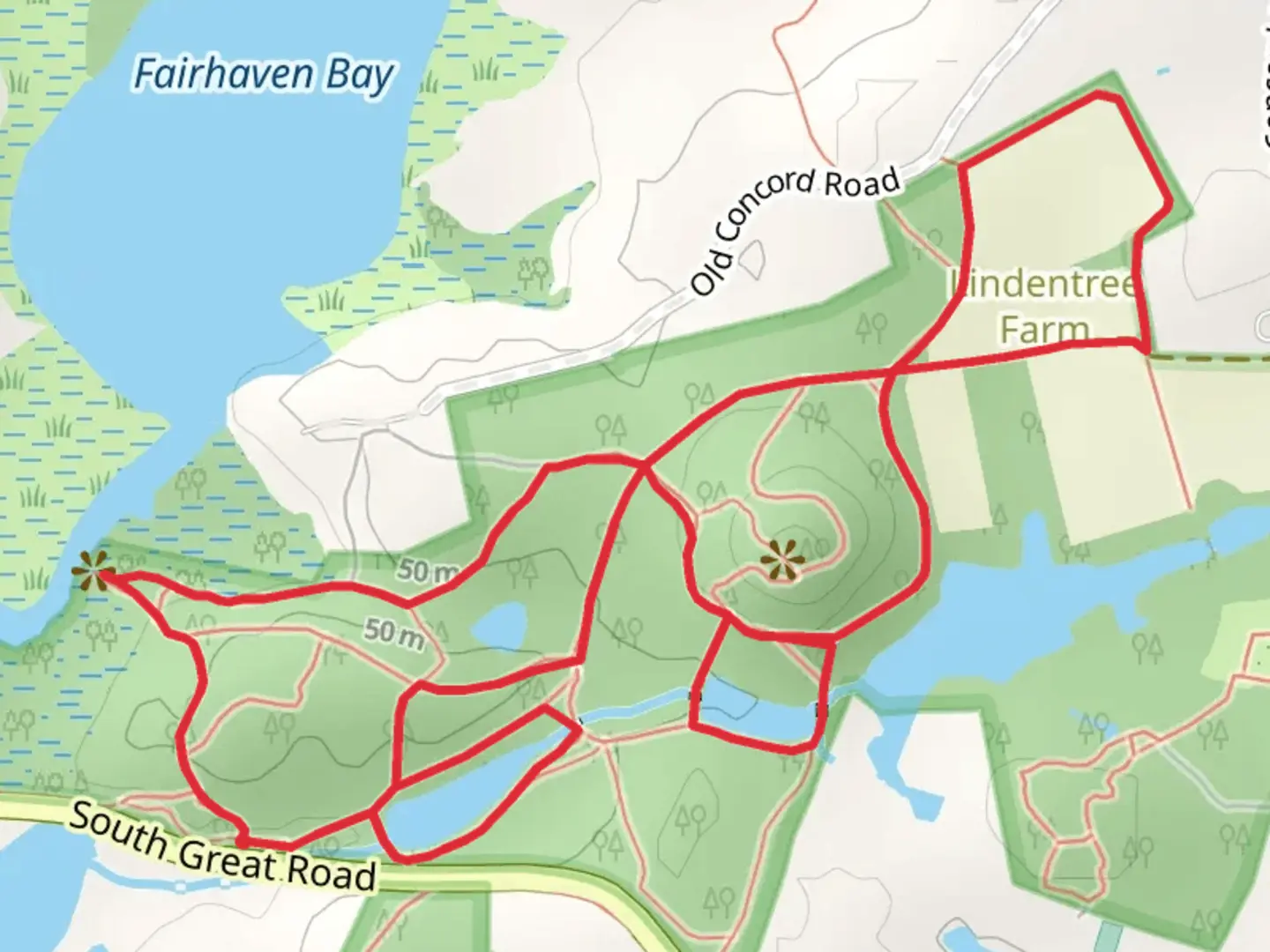 An image depicting the trail Mount Misery Loop and its surrounding area.
